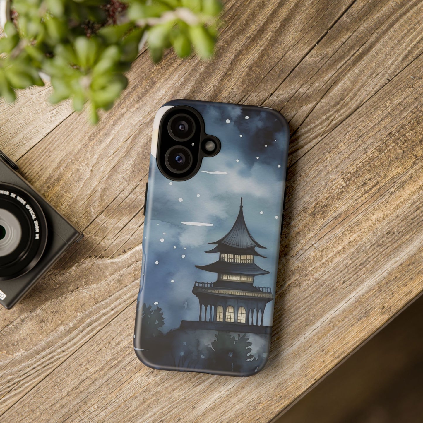 Winter Themed Phone Case, Night Sky Cell Phone Cover, Cozy Snowy Scene, Gift for Nature Lovers, Customizable Case