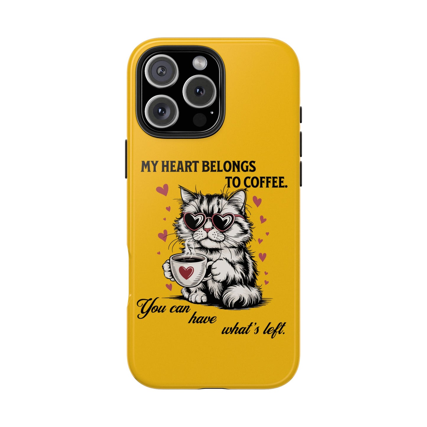 Coffee Lover Cat Phone Case - Cute Tough Phone Cover, Cat Mom Gift, Pet Lover Accessory, Coffee Addict Case, Unique Phone Protector