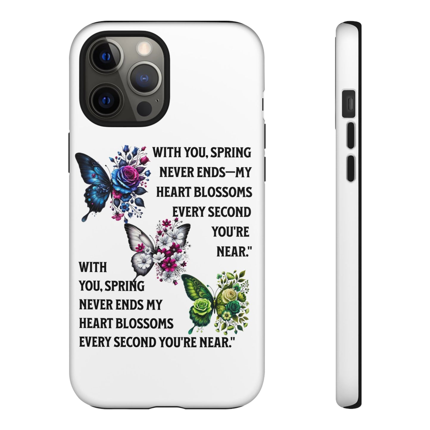 Floral Phone Case for Spring Lovers, Tough Cases, Inspirational Gift, Mother's Day Present, Floral Art Case, Butterfly Decor
