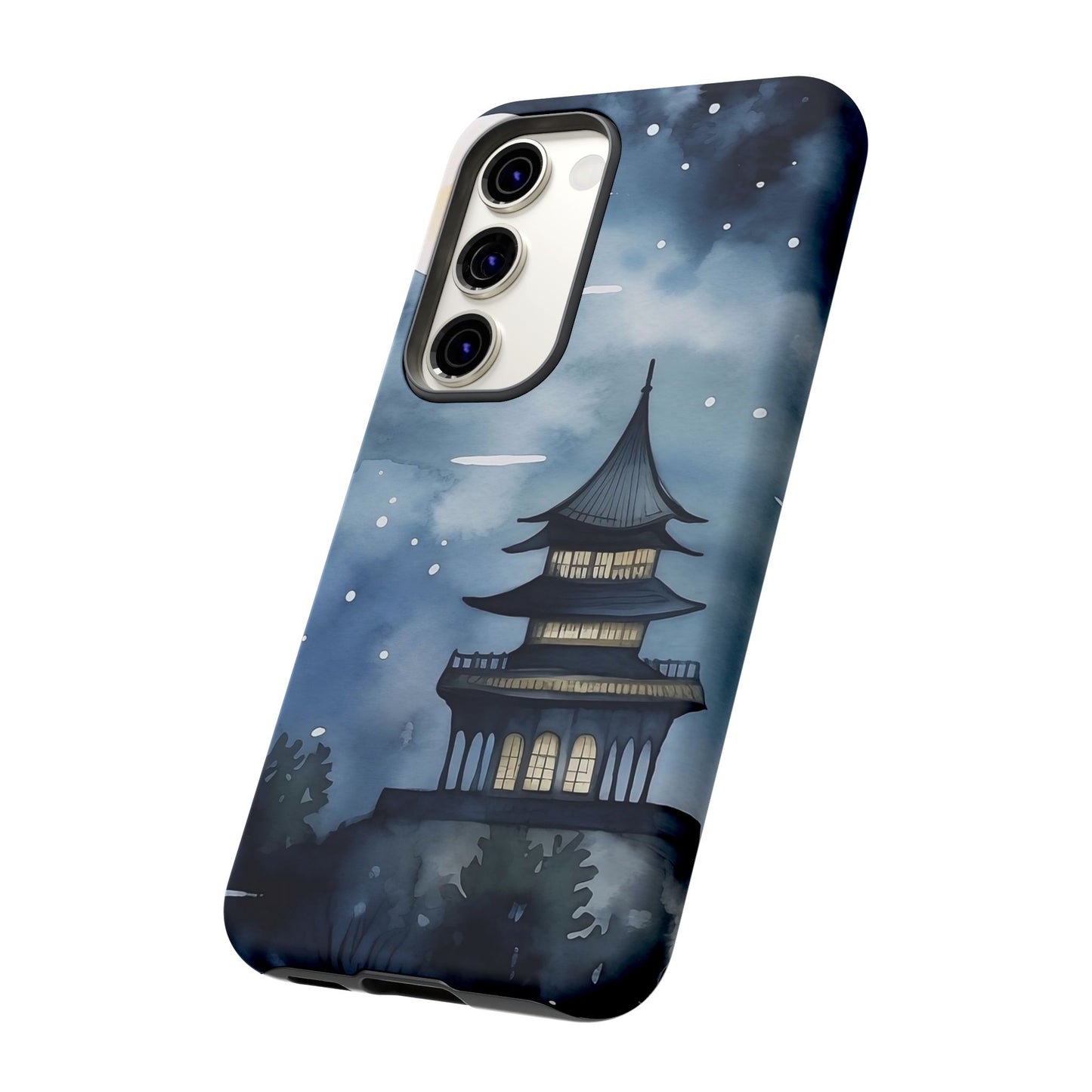 Winter Themed Phone Case, Night Sky Cell Phone Cover, Cozy Snowy Scene, Gift for Nature Lovers, Customizable Case