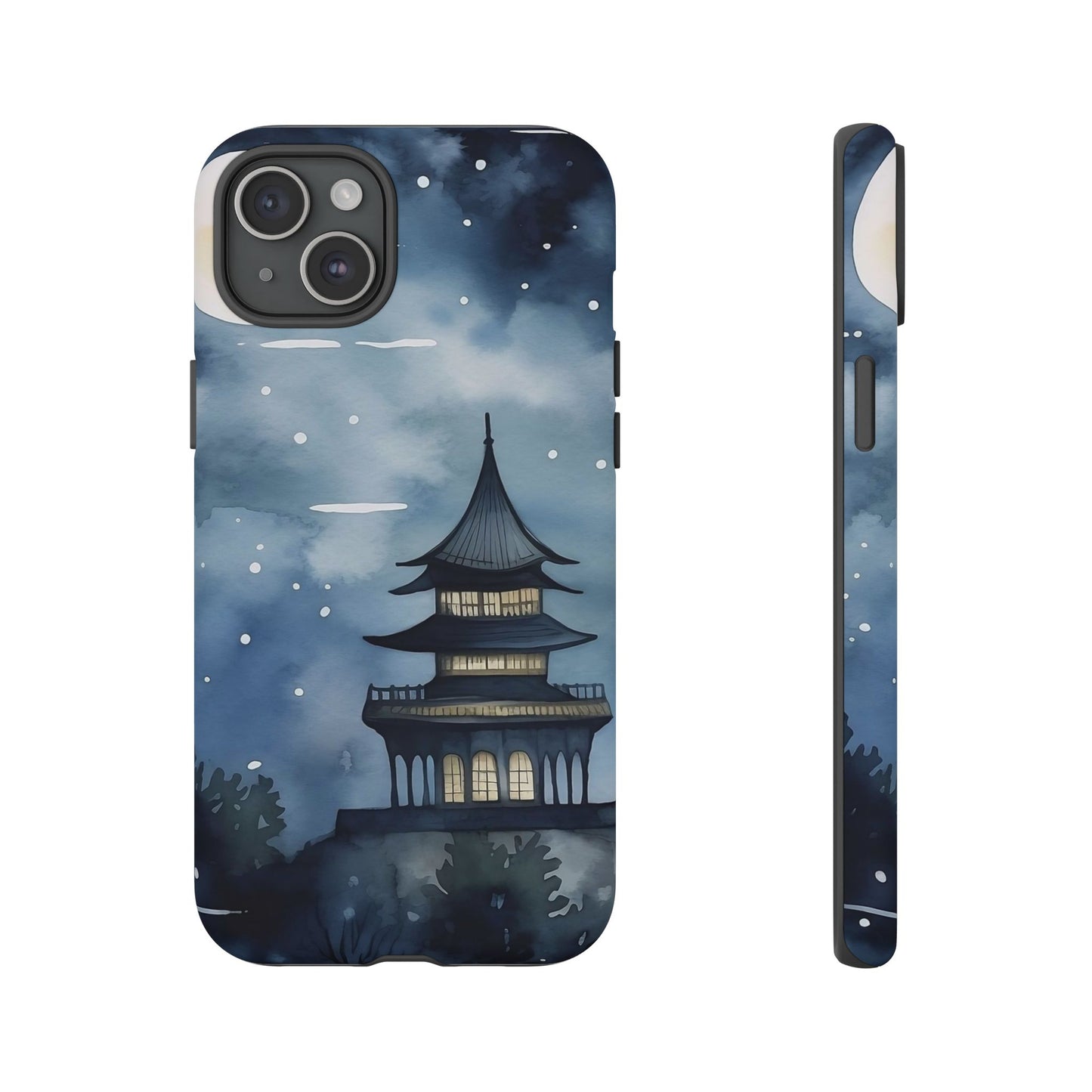 Winter Themed Phone Case, Night Sky Cell Phone Cover, Cozy Snowy Scene, Gift for Nature Lovers, Customizable Case