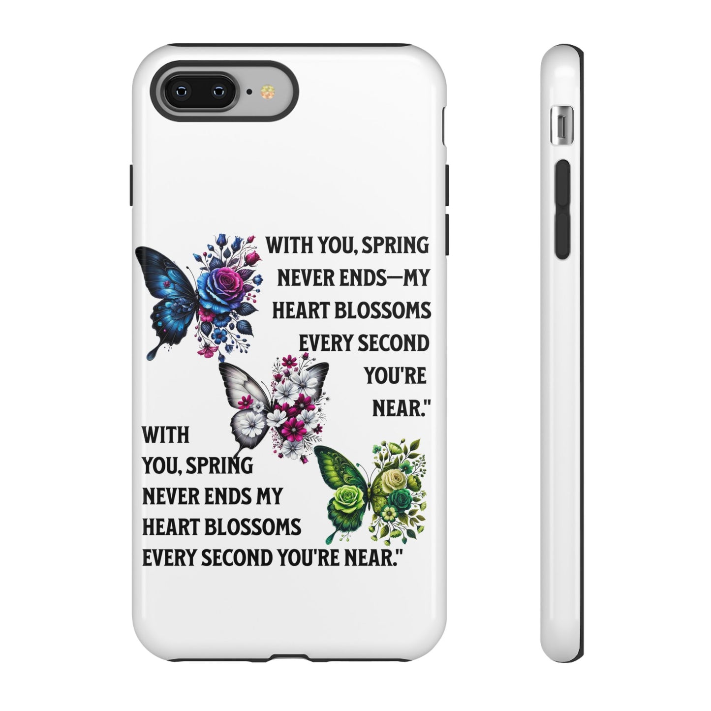 Floral Phone Case for Spring Lovers, Tough Cases, Inspirational Gift, Mother's Day Present, Floral Art Case, Butterfly Decor