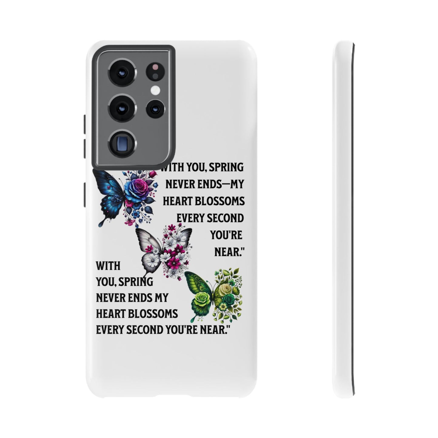 Floral Phone Case for Spring Lovers, Tough Cases, Inspirational Gift, Mother's Day Present, Floral Art Case, Butterfly Decor