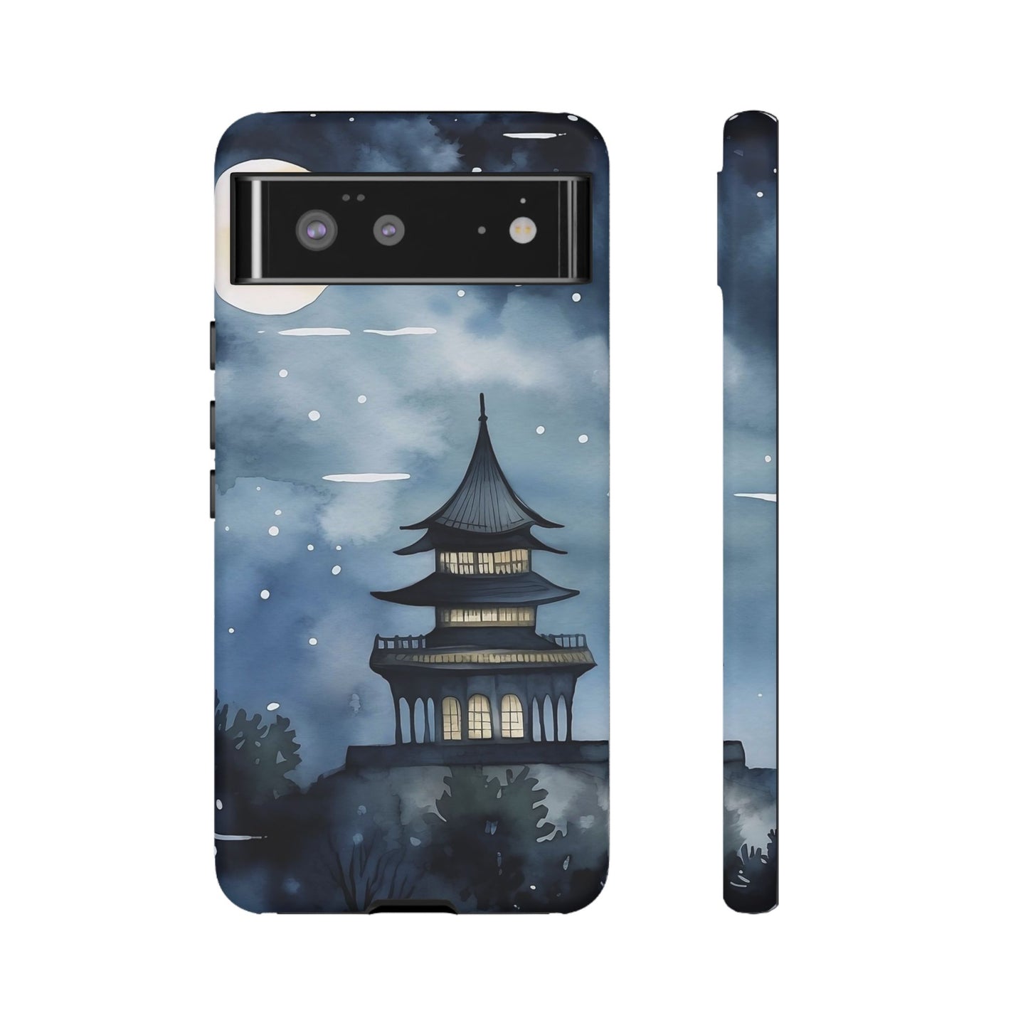 Winter Themed Phone Case, Night Sky Cell Phone Cover, Cozy Snowy Scene, Gift for Nature Lovers, Customizable Case