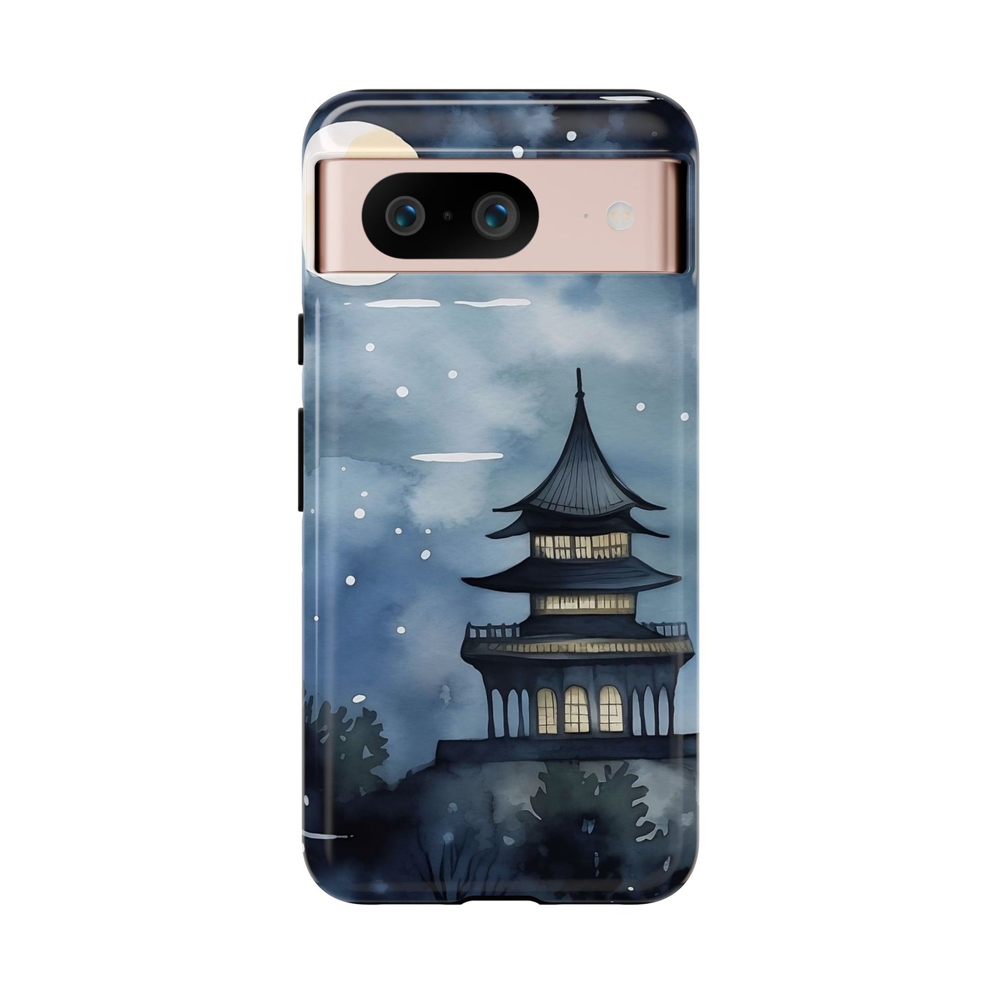 Winter Themed Phone Case, Night Sky Cell Phone Cover, Cozy Snowy Scene, Gift for Nature Lovers, Customizable Case