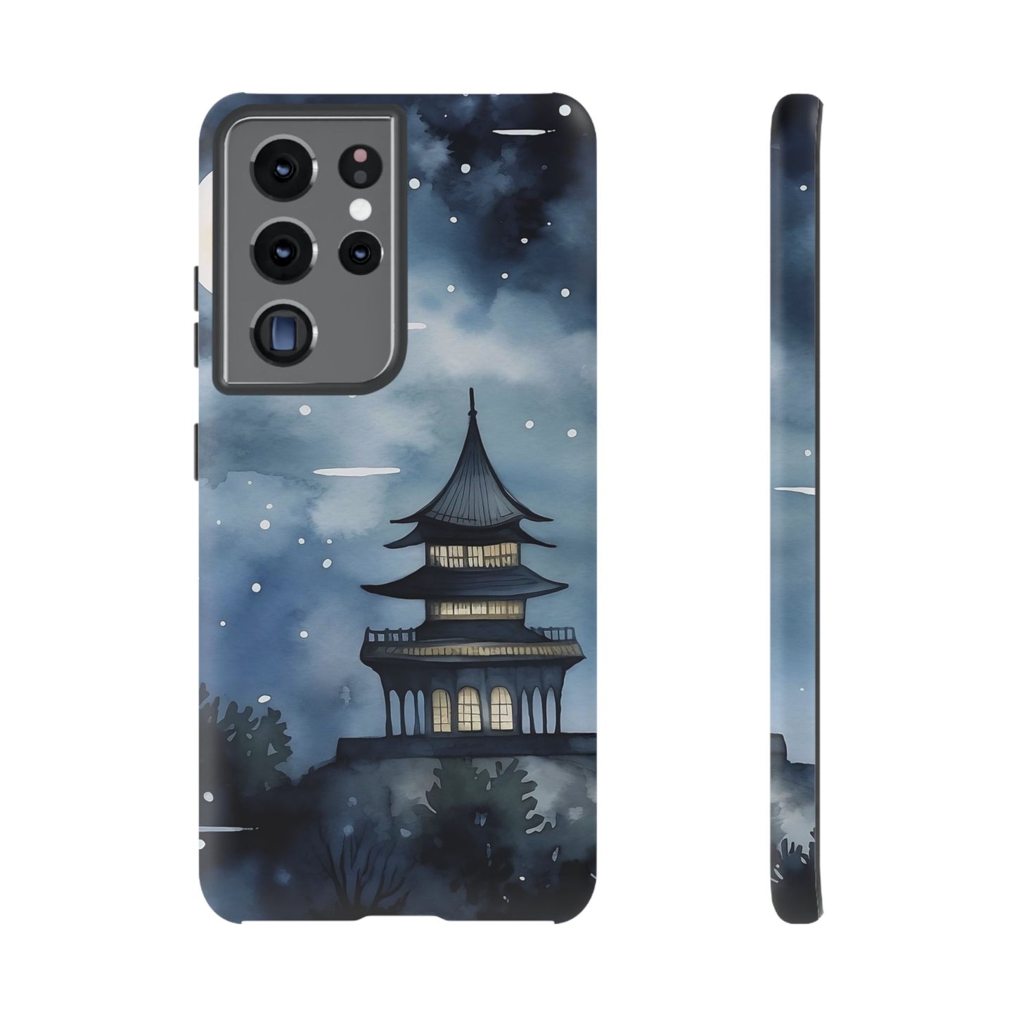 Winter Themed Phone Case, Night Sky Cell Phone Cover, Cozy Snowy Scene, Gift for Nature Lovers, Customizable Case