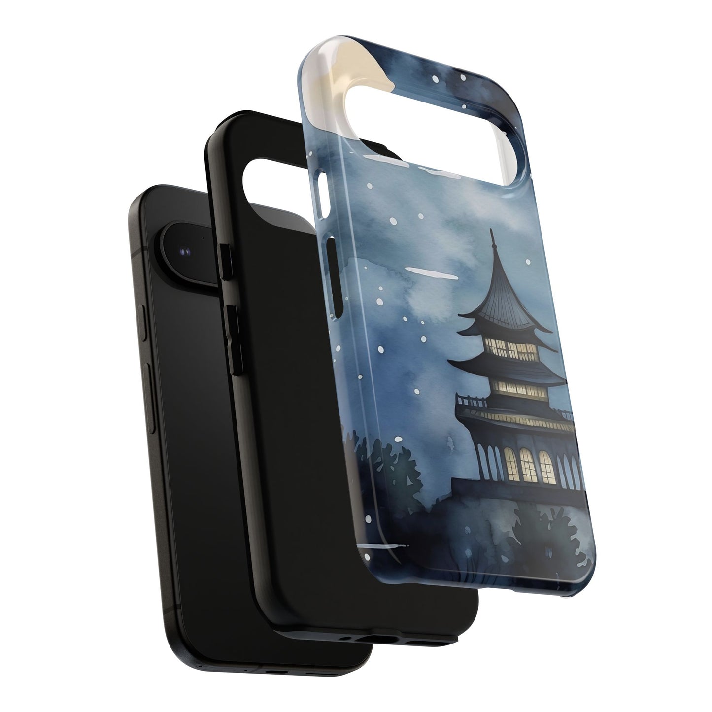 Winter Themed Phone Case, Night Sky Cell Phone Cover, Cozy Snowy Scene, Gift for Nature Lovers, Customizable Case