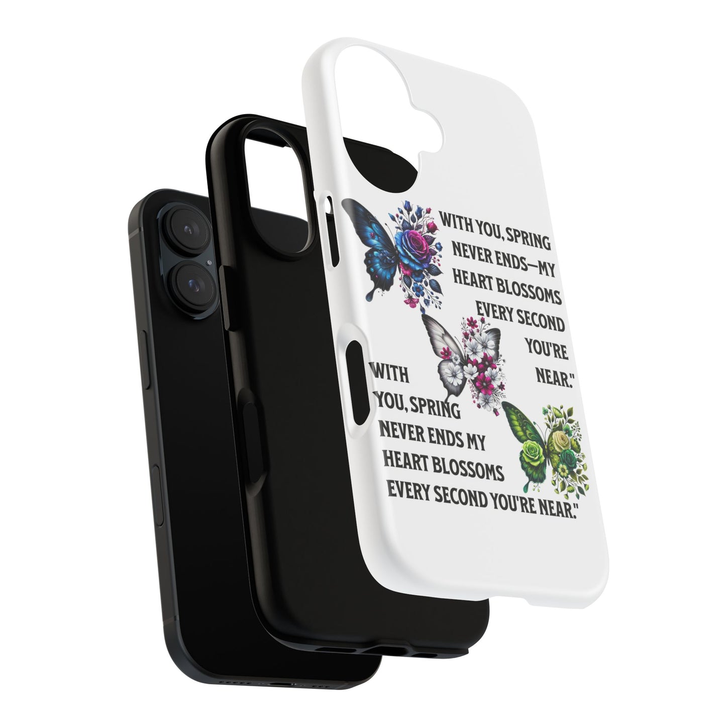 Floral Phone Case for Spring Lovers, Tough Cases, Inspirational Gift, Mother's Day Present, Floral Art Case, Butterfly Decor