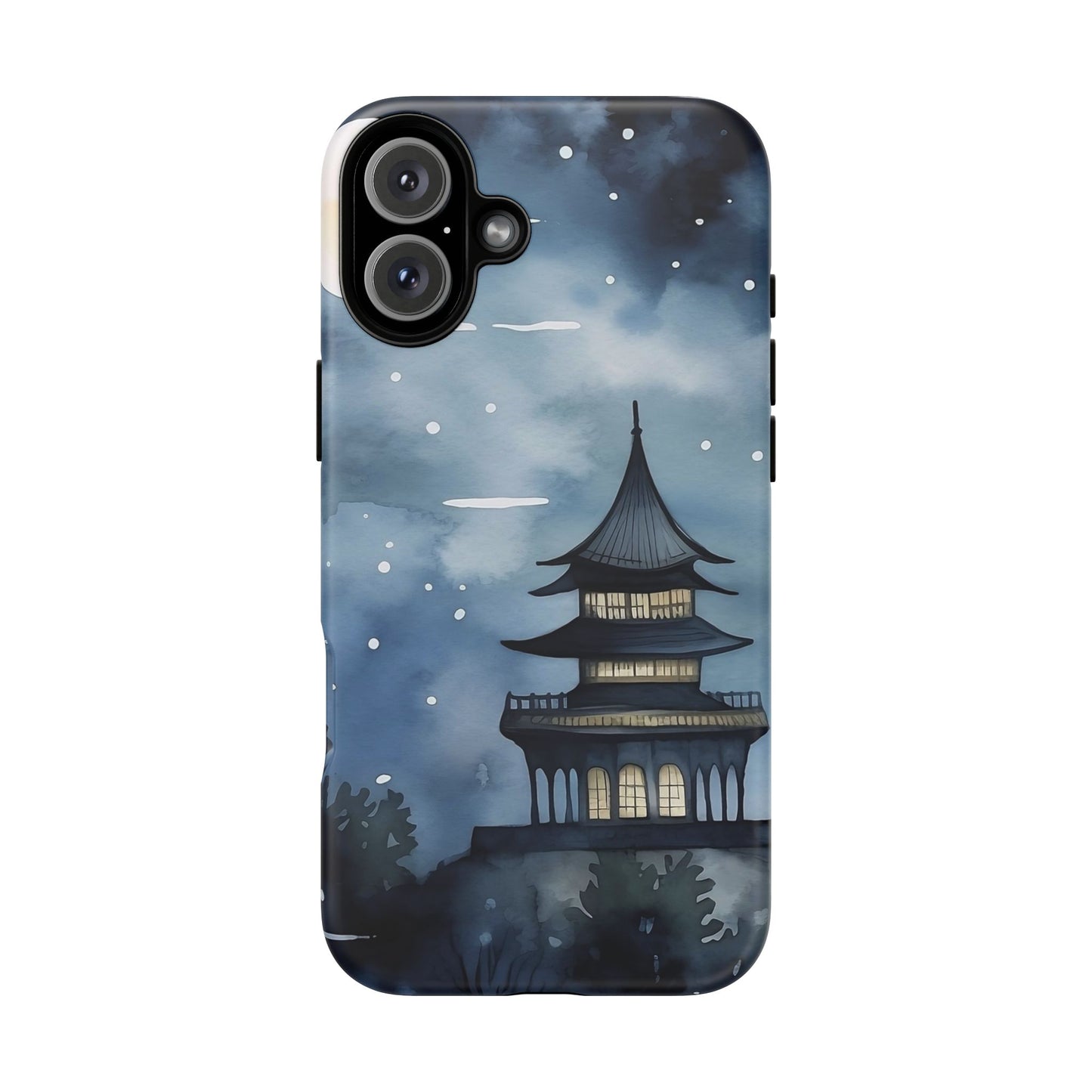 Winter Themed Phone Case, Night Sky Cell Phone Cover, Cozy Snowy Scene, Gift for Nature Lovers, Customizable Case