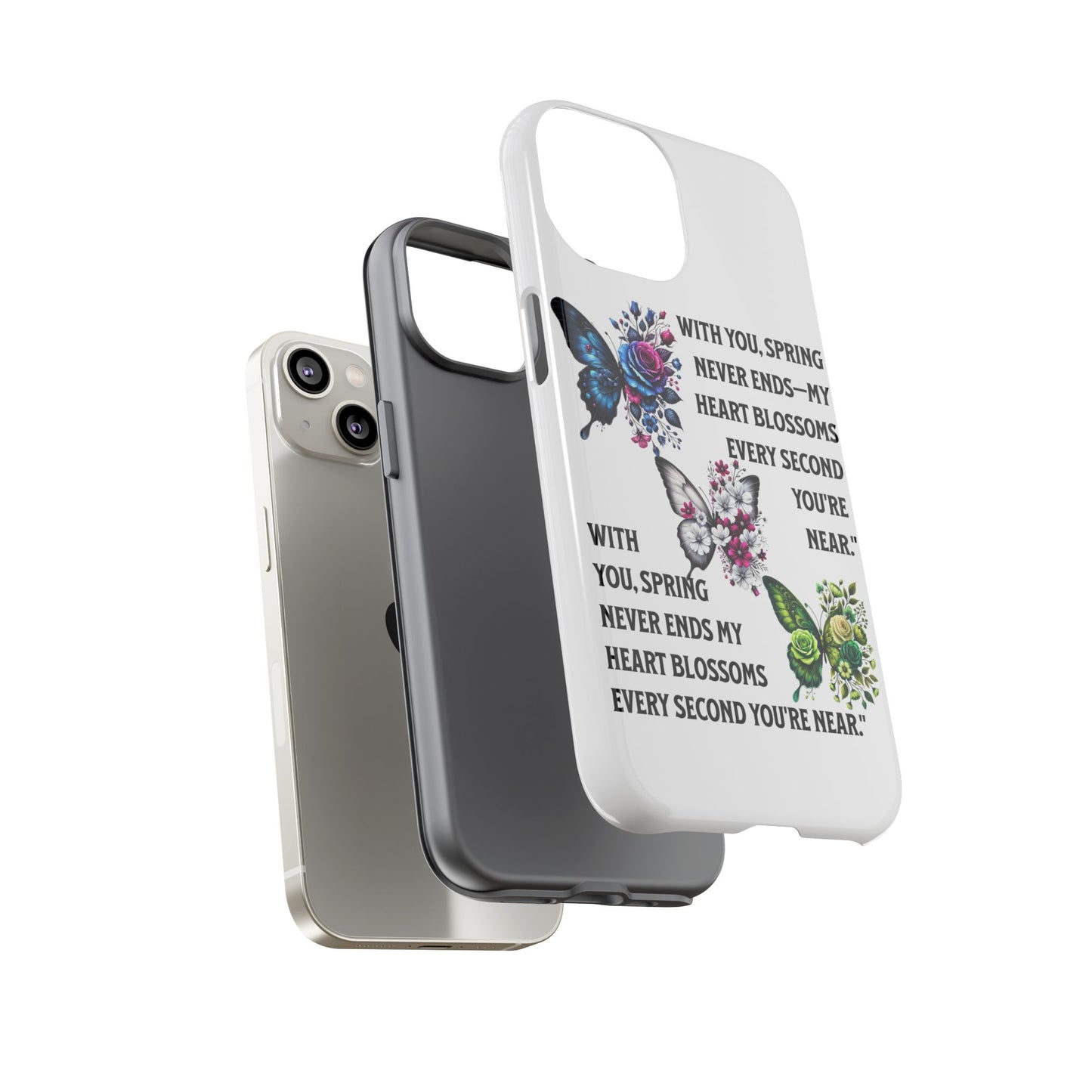 Floral Phone Case for Spring Lovers, Tough Cases, Inspirational Gift, Mother's Day Present, Floral Art Case, Butterfly Decor