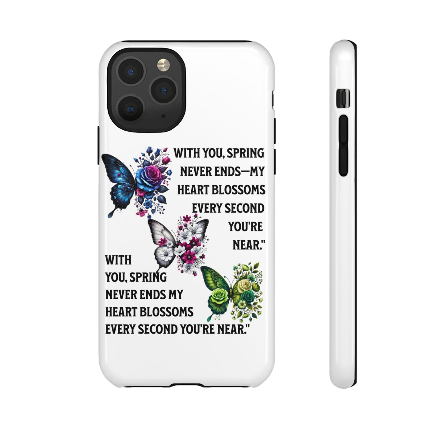 Floral Phone Case for Spring Lovers, Tough Cases, Inspirational Gift, Mother's Day Present, Floral Art Case, Butterfly Decor