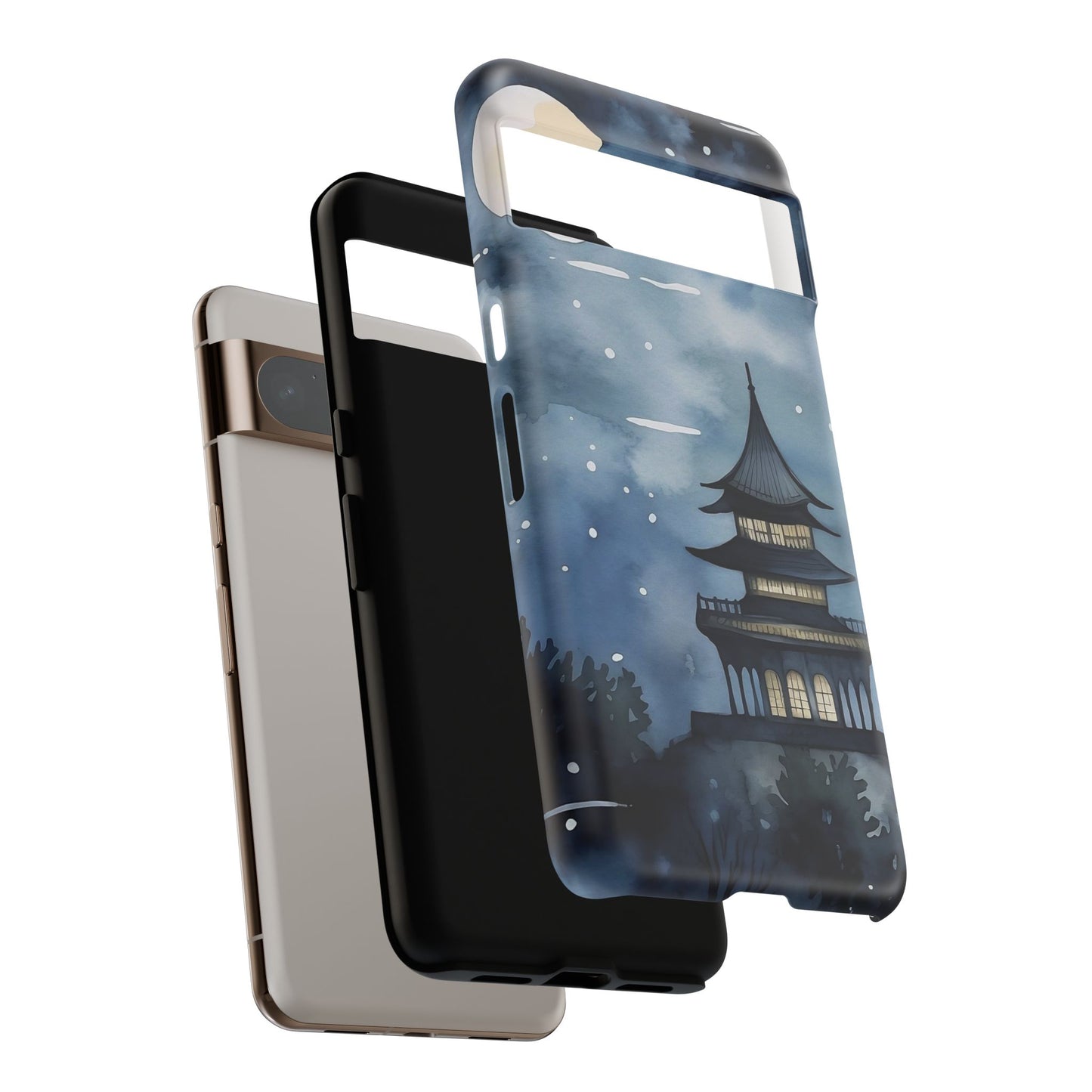 Winter Themed Phone Case, Night Sky Cell Phone Cover, Cozy Snowy Scene, Gift for Nature Lovers, Customizable Case