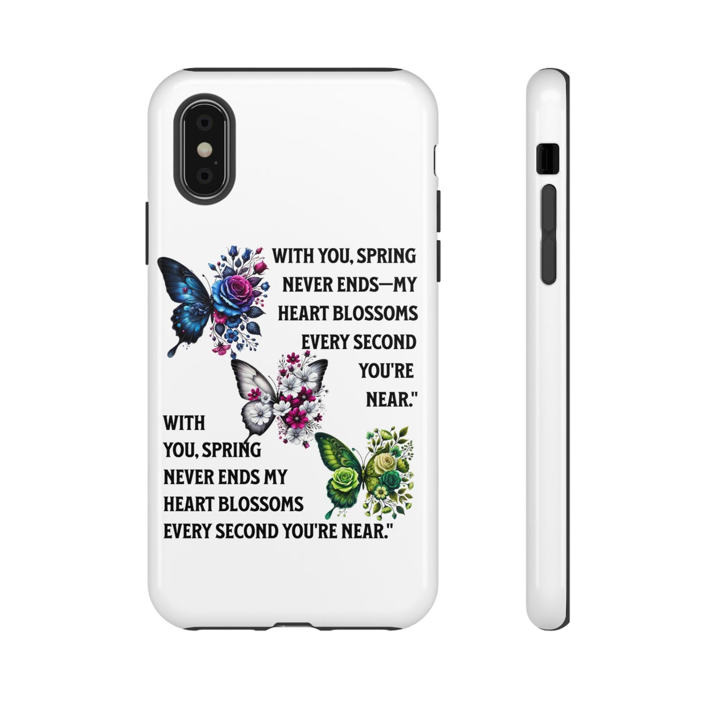 Floral Phone Case for Spring Lovers, Tough Cases, Inspirational Gift, Mother's Day Present, Floral Art Case, Butterfly Decor