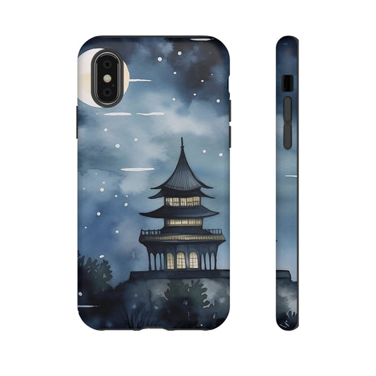 Winter Themed Phone Case, Night Sky Cell Phone Cover, Cozy Snowy Scene, Gift for Nature Lovers, Customizable Case