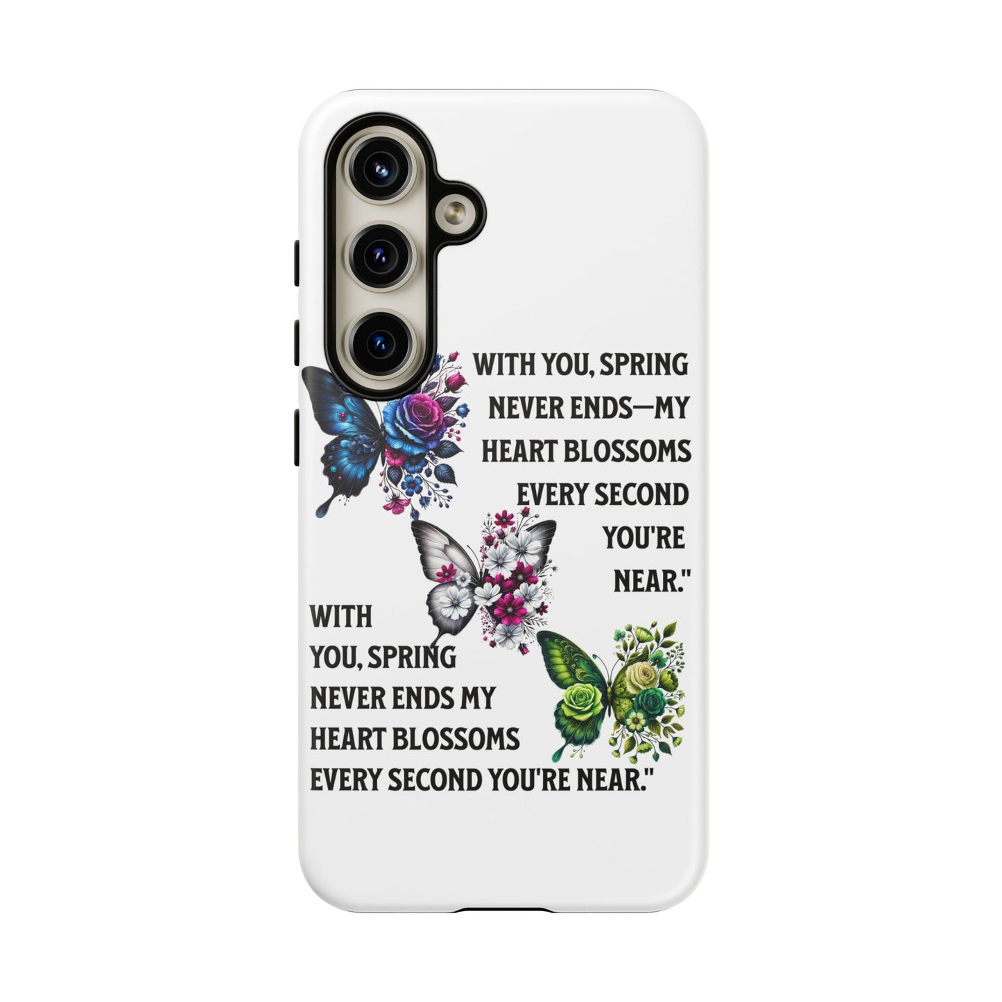 Floral Phone Case for Spring Lovers, Tough Cases, Inspirational Gift, Mother's Day Present, Floral Art Case, Butterfly Decor