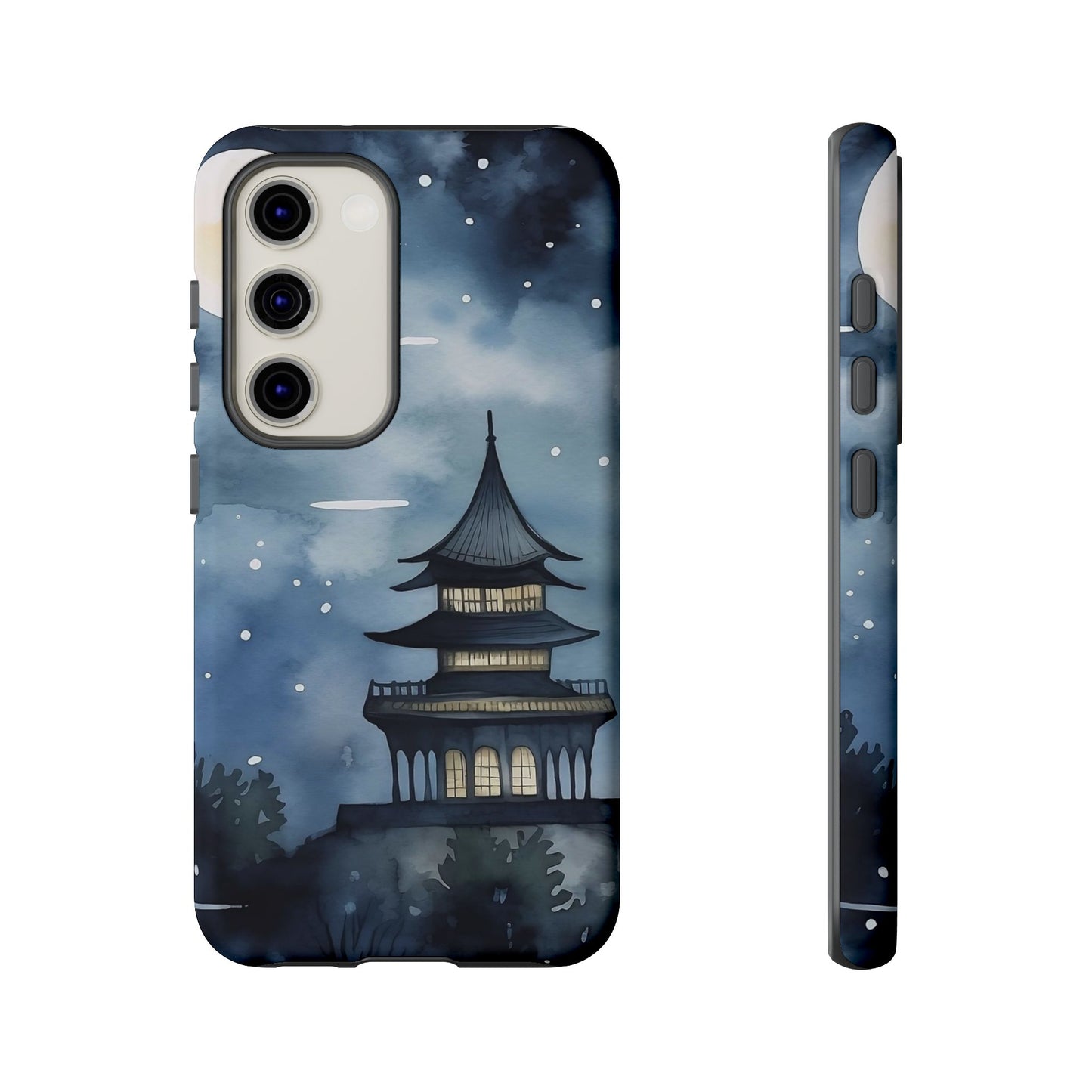 Winter Themed Phone Case, Night Sky Cell Phone Cover, Cozy Snowy Scene, Gift for Nature Lovers, Customizable Case