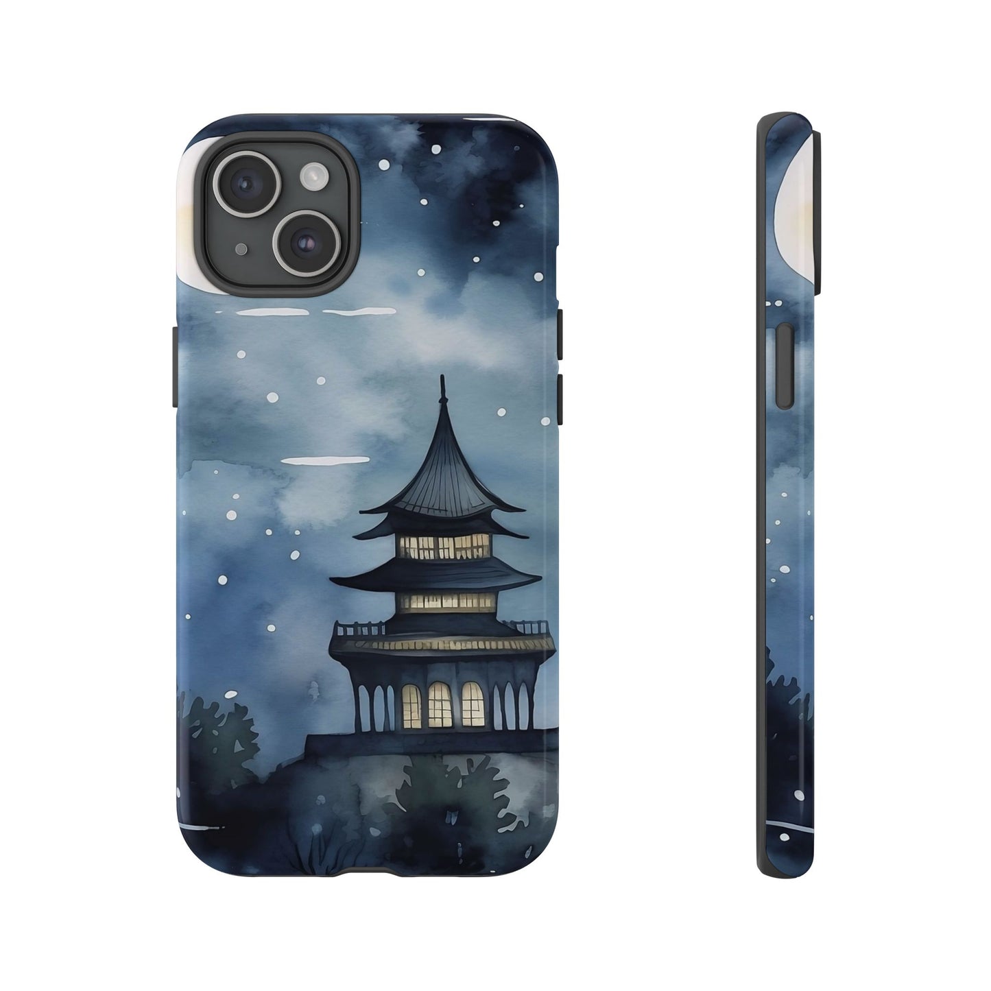 Winter Themed Phone Case, Night Sky Cell Phone Cover, Cozy Snowy Scene, Gift for Nature Lovers, Customizable Case