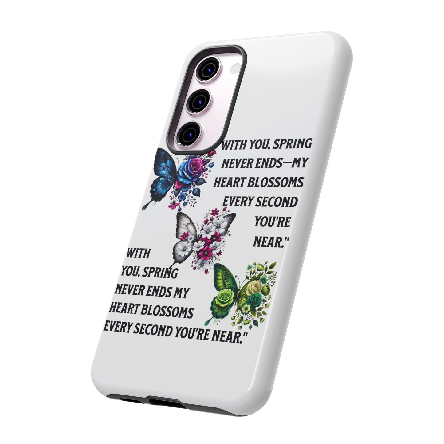 Floral Phone Case for Spring Lovers, Tough Cases, Inspirational Gift, Mother's Day Present, Floral Art Case, Butterfly Decor