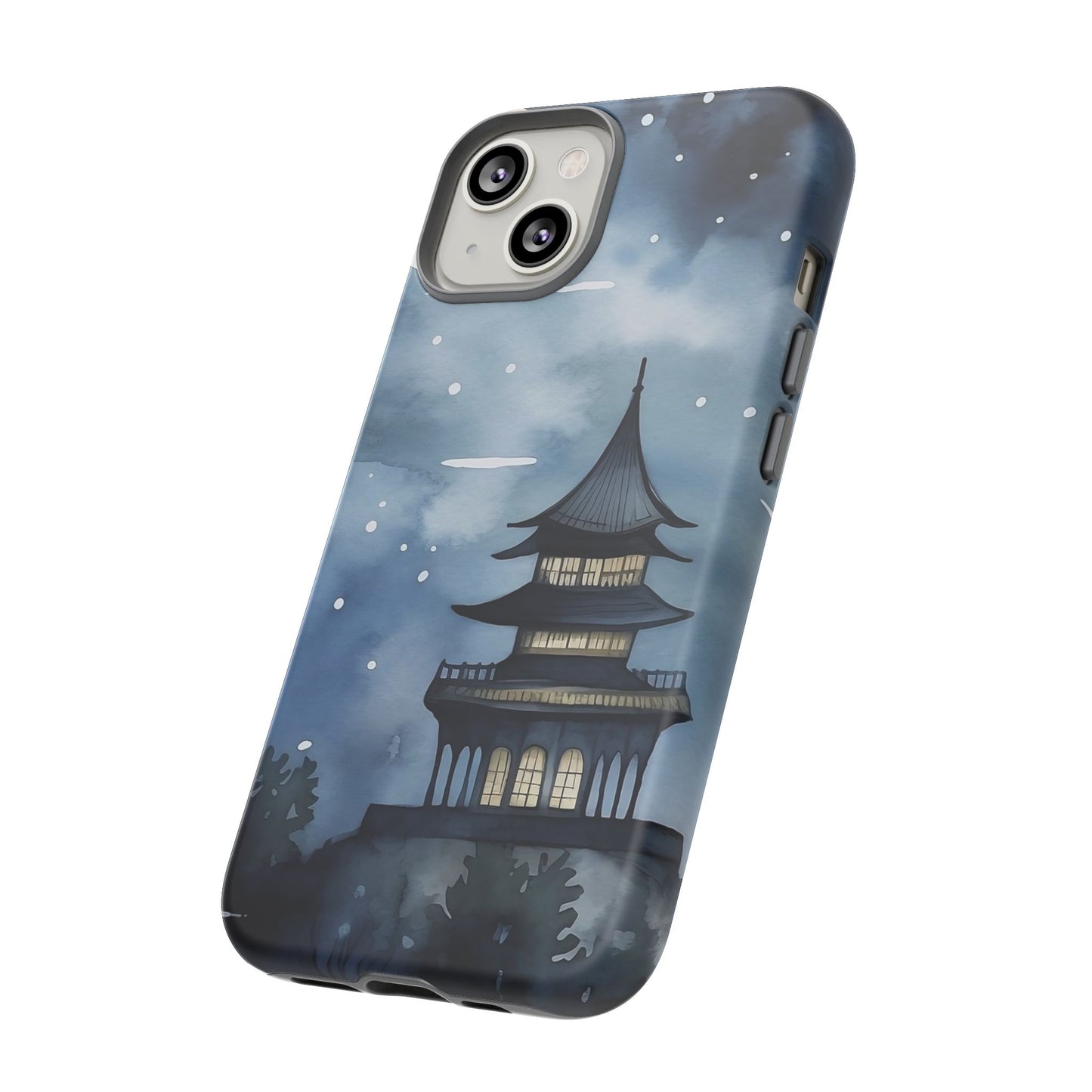 Winter Themed Phone Case, Night Sky Cell Phone Cover, Cozy Snowy Scene, Gift for Nature Lovers, Customizable Case