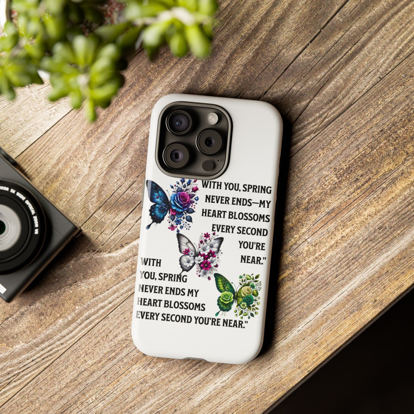 Floral Phone Case for Spring Lovers, Tough Cases, Inspirational Gift, Mother's Day Present, Floral Art Case, Butterfly Decor