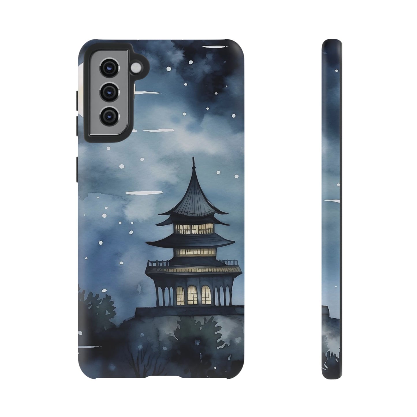 Winter Themed Phone Case, Night Sky Cell Phone Cover, Cozy Snowy Scene, Gift for Nature Lovers, Customizable Case