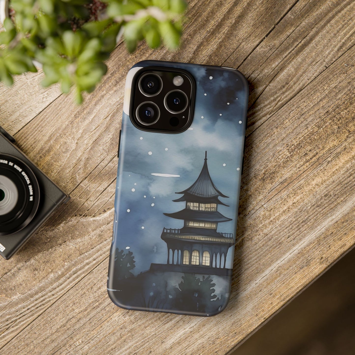 Winter Themed Phone Case, Night Sky Cell Phone Cover, Cozy Snowy Scene, Gift for Nature Lovers, Customizable Case