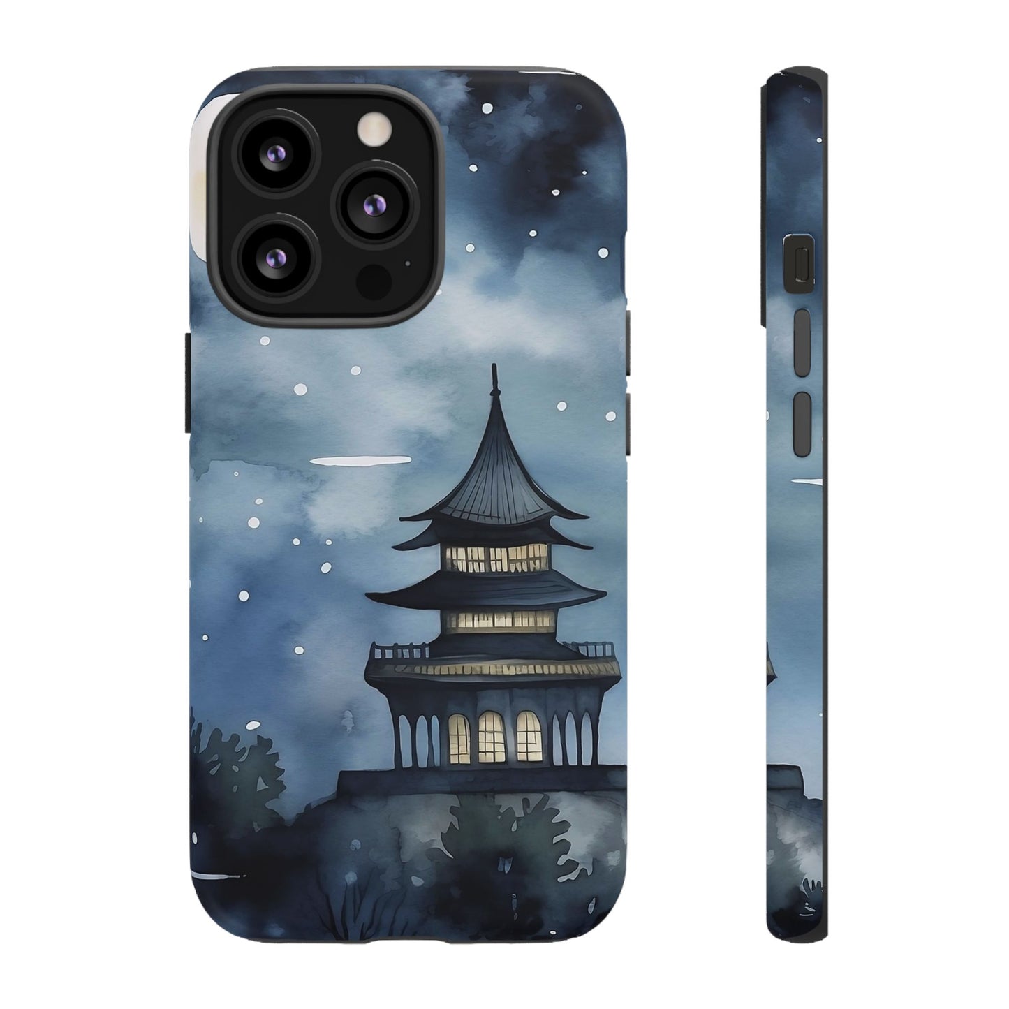 Winter Themed Phone Case, Night Sky Cell Phone Cover, Cozy Snowy Scene, Gift for Nature Lovers, Customizable Case