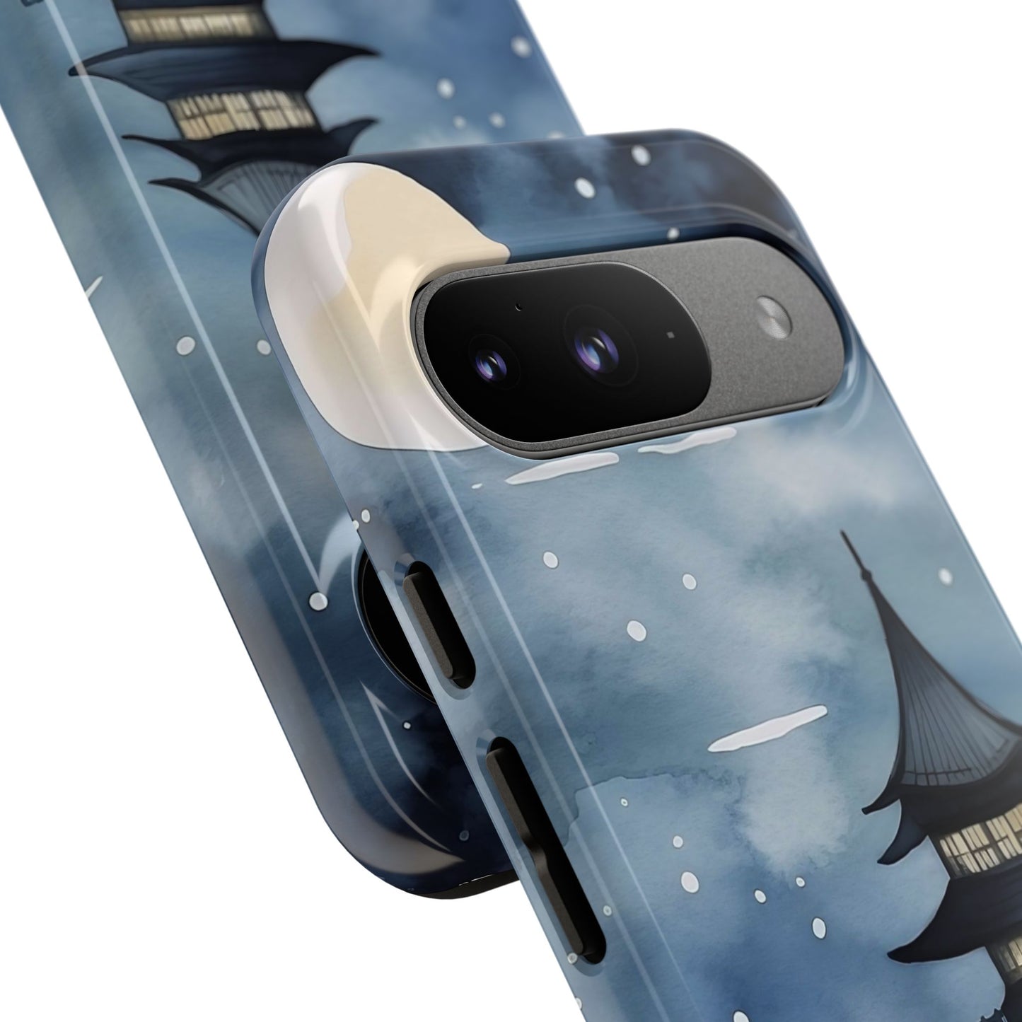 Winter Themed Phone Case, Night Sky Cell Phone Cover, Cozy Snowy Scene, Gift for Nature Lovers, Customizable Case