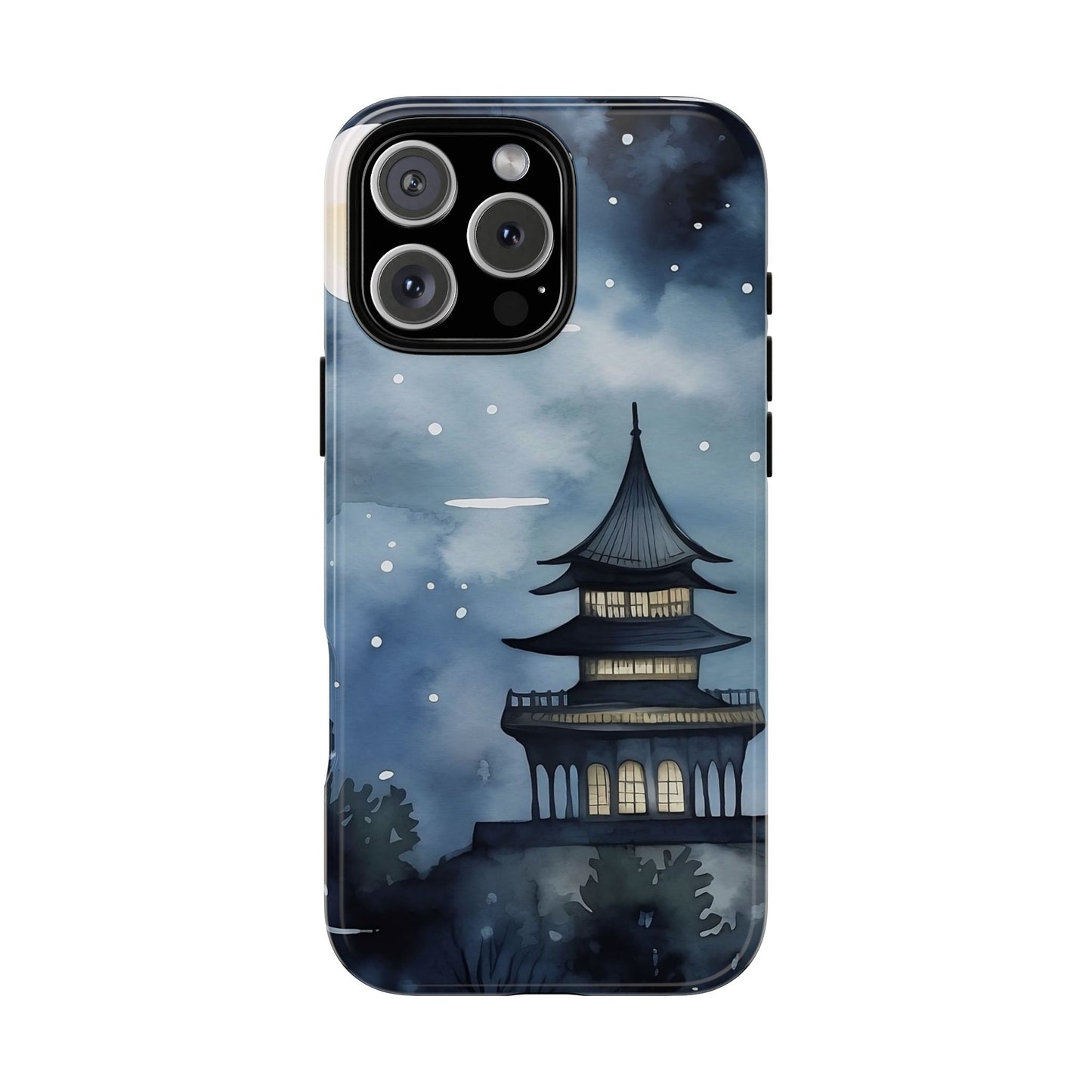 Winter Themed Phone Case, Night Sky Cell Phone Cover, Cozy Snowy Scene, Gift for Nature Lovers, Customizable Case
