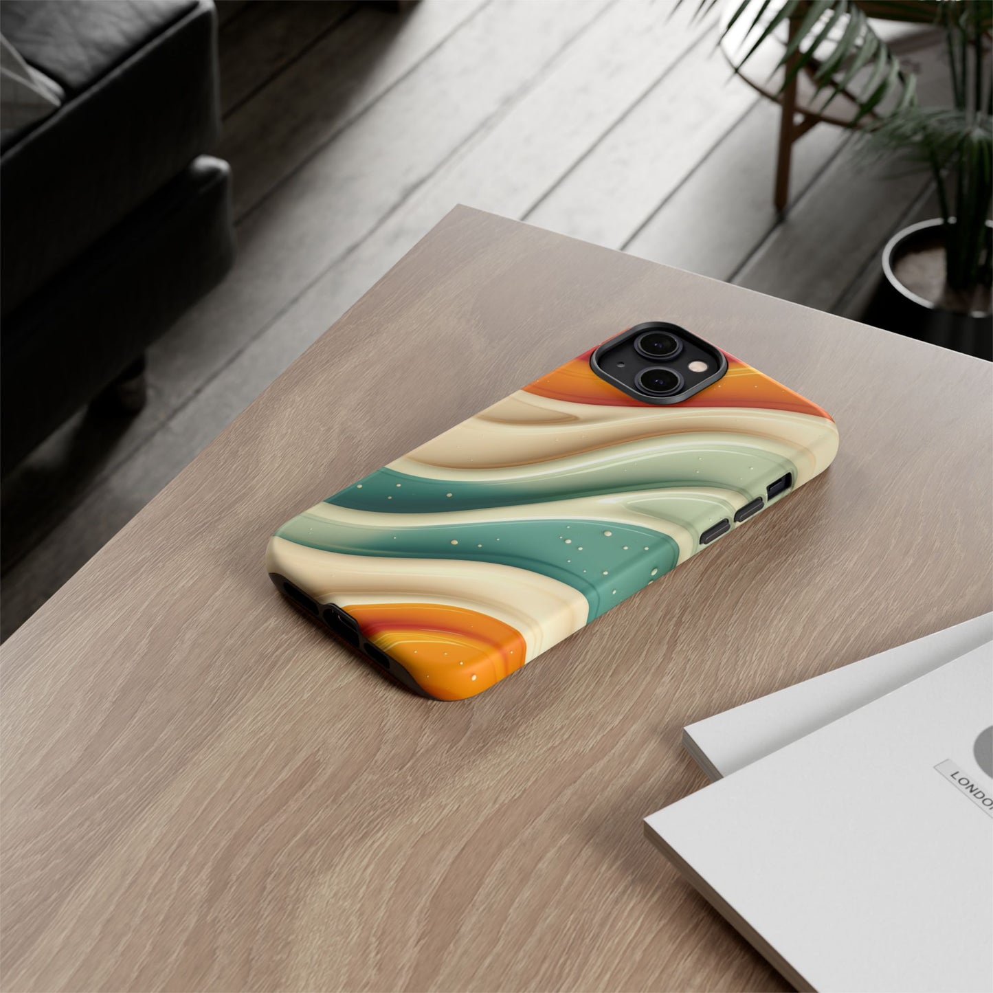 Retro Phone Case, Abstract Floral Design, Trendy Mobile Cover, Modern Tech Accessories, Gift for Her
