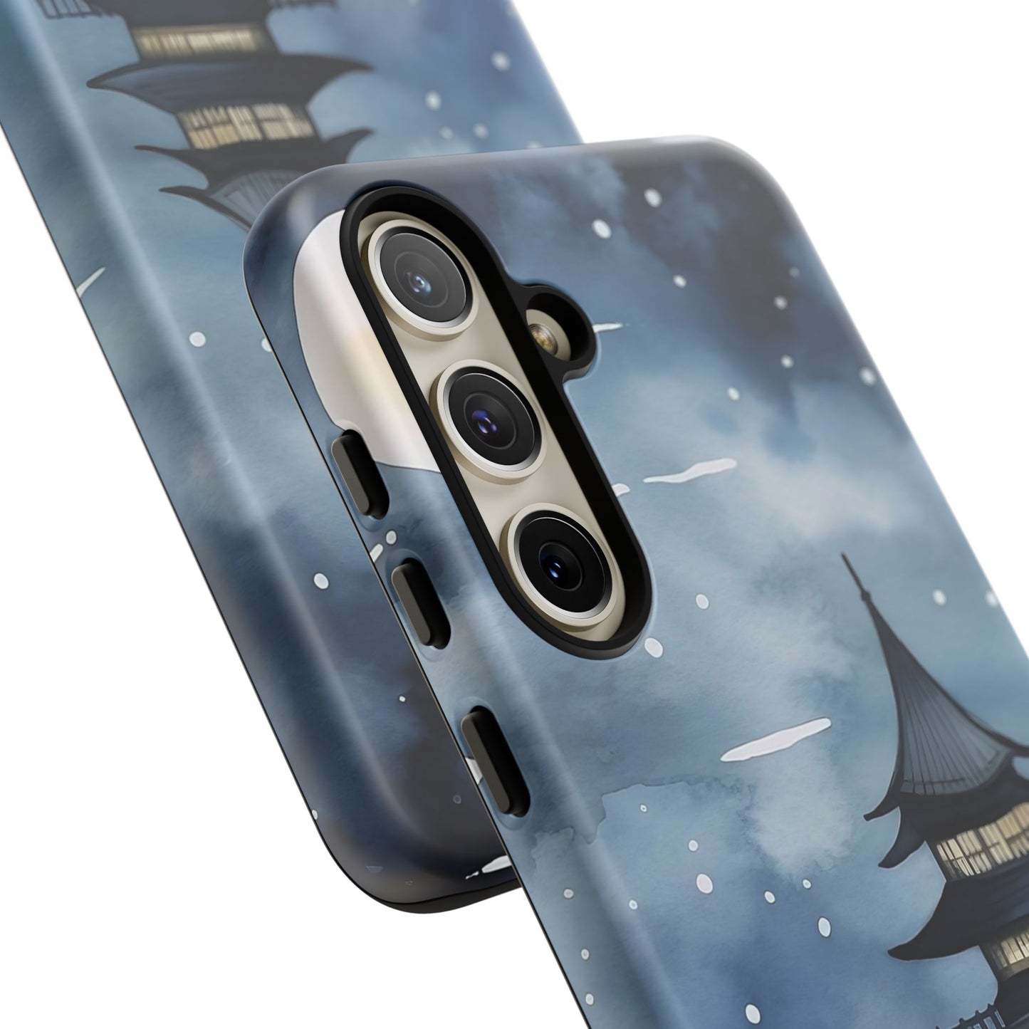Winter Themed Phone Case, Night Sky Cell Phone Cover, Cozy Snowy Scene, Gift for Nature Lovers, Customizable Case