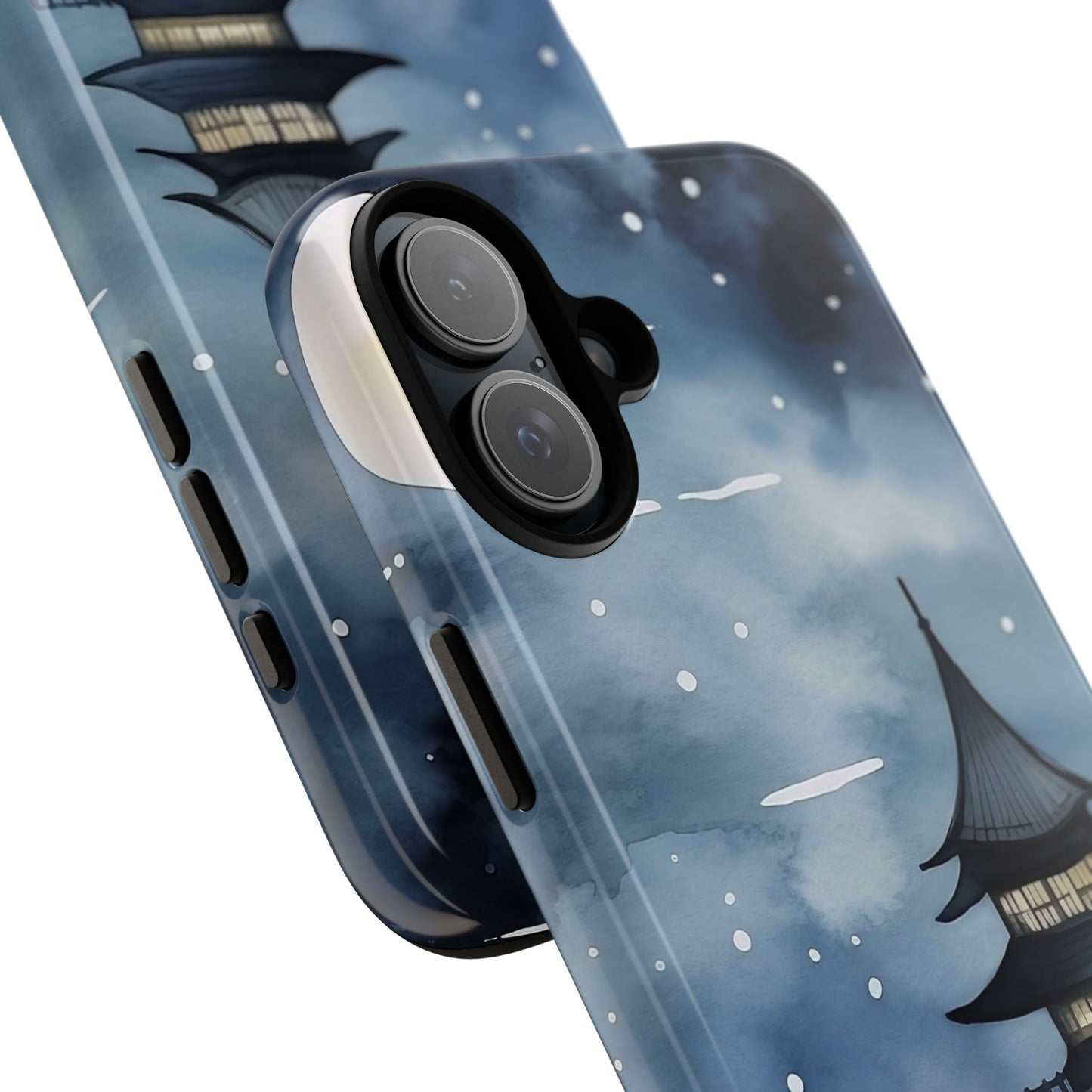Winter Themed Phone Case, Night Sky Cell Phone Cover, Cozy Snowy Scene, Gift for Nature Lovers, Customizable Case