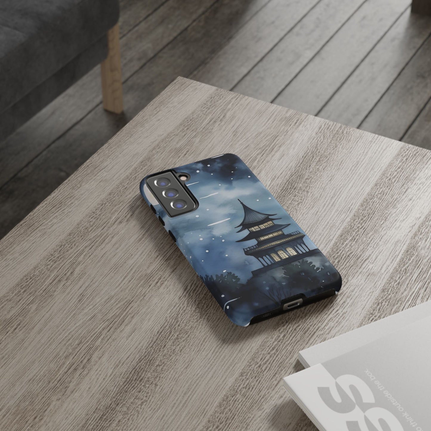 Winter Themed Phone Case, Night Sky Cell Phone Cover, Cozy Snowy Scene, Gift for Nature Lovers, Customizable Case