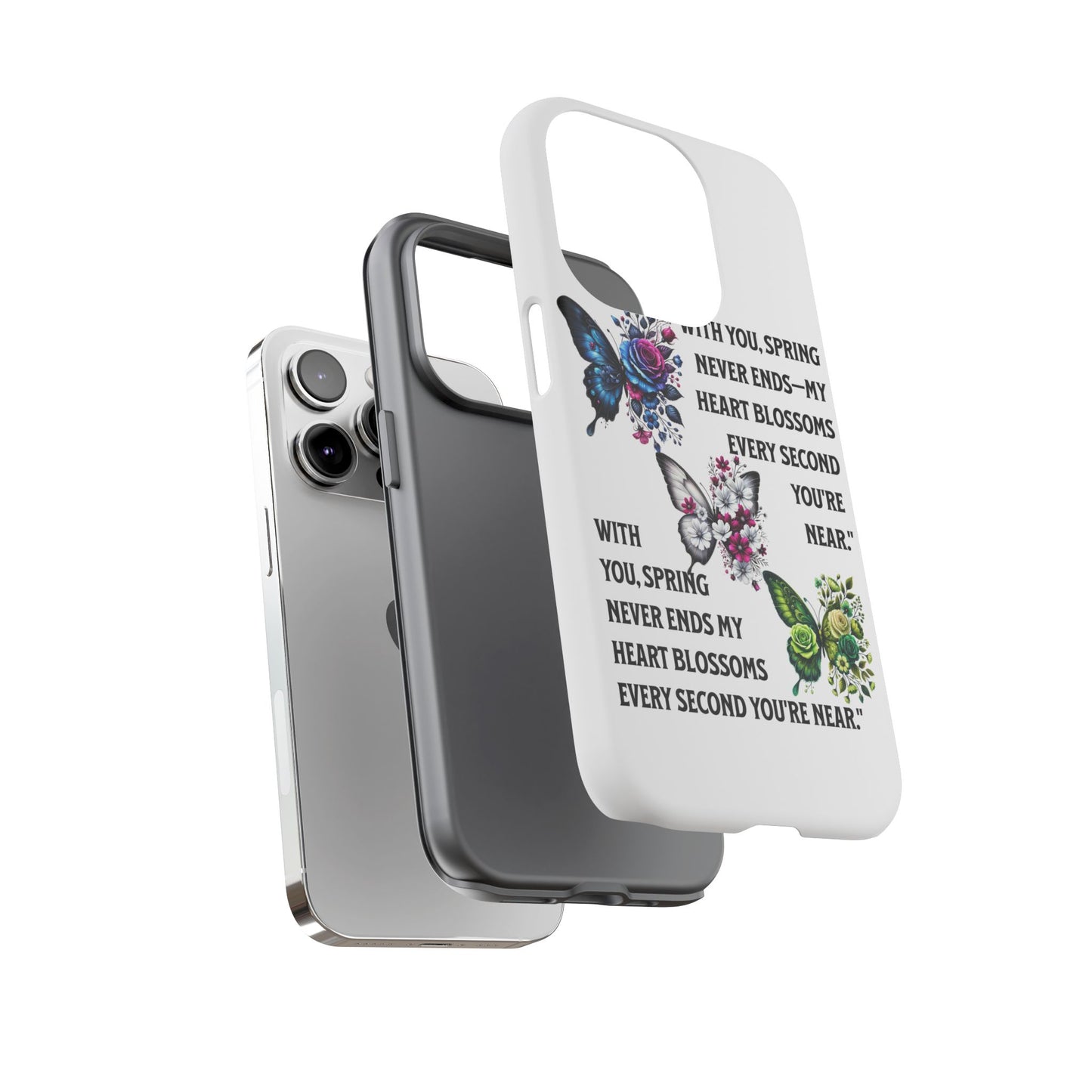 Floral Phone Case for Spring Lovers, Tough Cases, Inspirational Gift, Mother's Day Present, Floral Art Case, Butterfly Decor