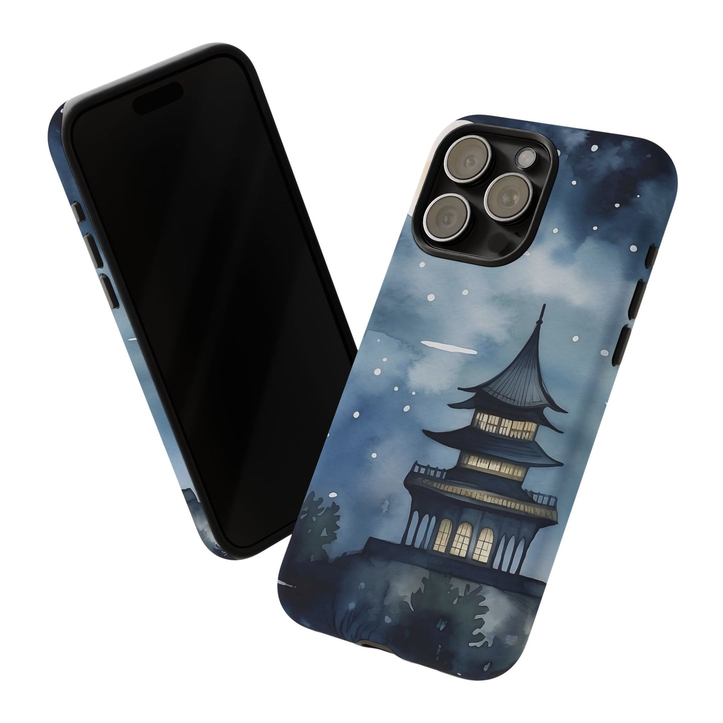 Winter Themed Phone Case, Night Sky Cell Phone Cover, Cozy Snowy Scene, Gift for Nature Lovers, Customizable Case