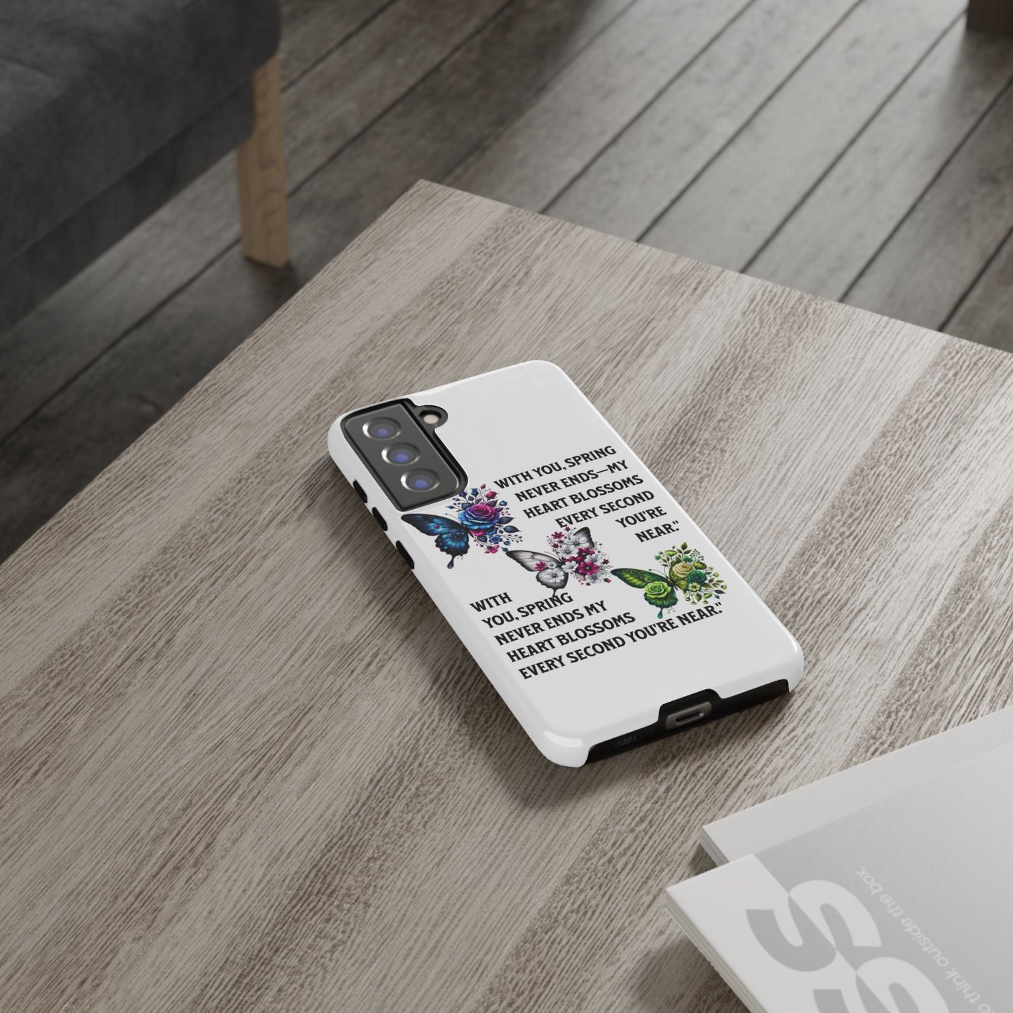 Floral Phone Case for Spring Lovers, Tough Cases, Inspirational Gift, Mother's Day Present, Floral Art Case, Butterfly Decor