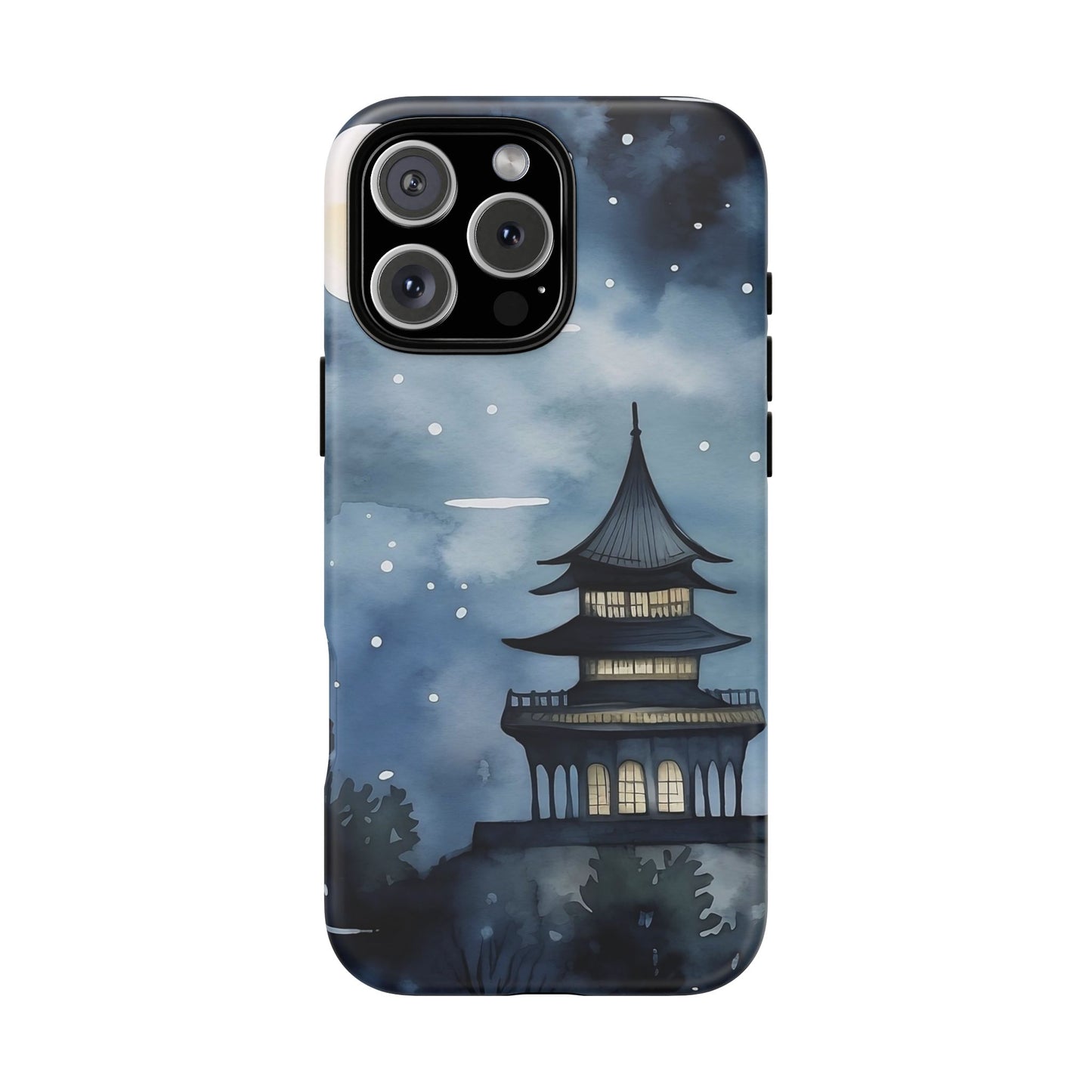 Winter Themed Phone Case, Night Sky Cell Phone Cover, Cozy Snowy Scene, Gift for Nature Lovers, Customizable Case