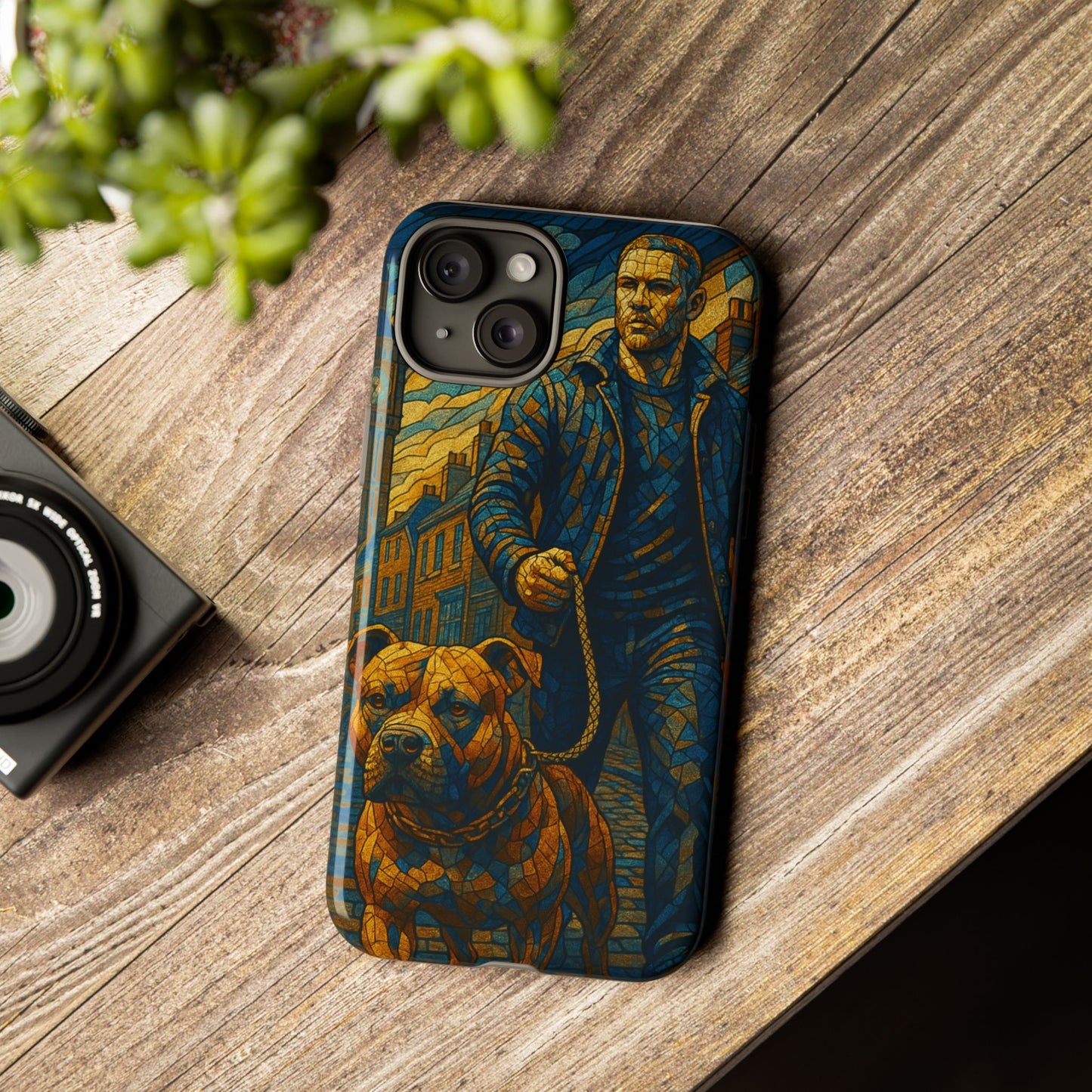 Bold Art Phone Case - Tough Cases for Dog Lovers, Unique Gift for Pet Owners, Phone Accessories for Him, Vibrant Dog Design, Stylish [...]Urban Mosaic Pitbull iPhone Case