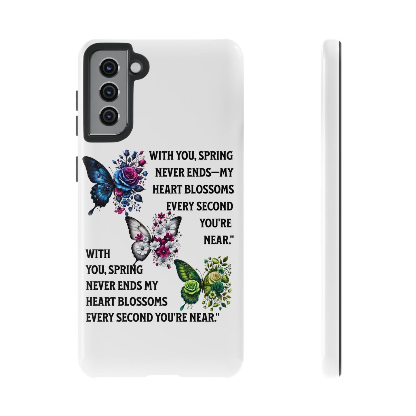 Floral Phone Case for Spring Lovers, Tough Cases, Inspirational Gift, Mother's Day Present, Floral Art Case, Butterfly Decor