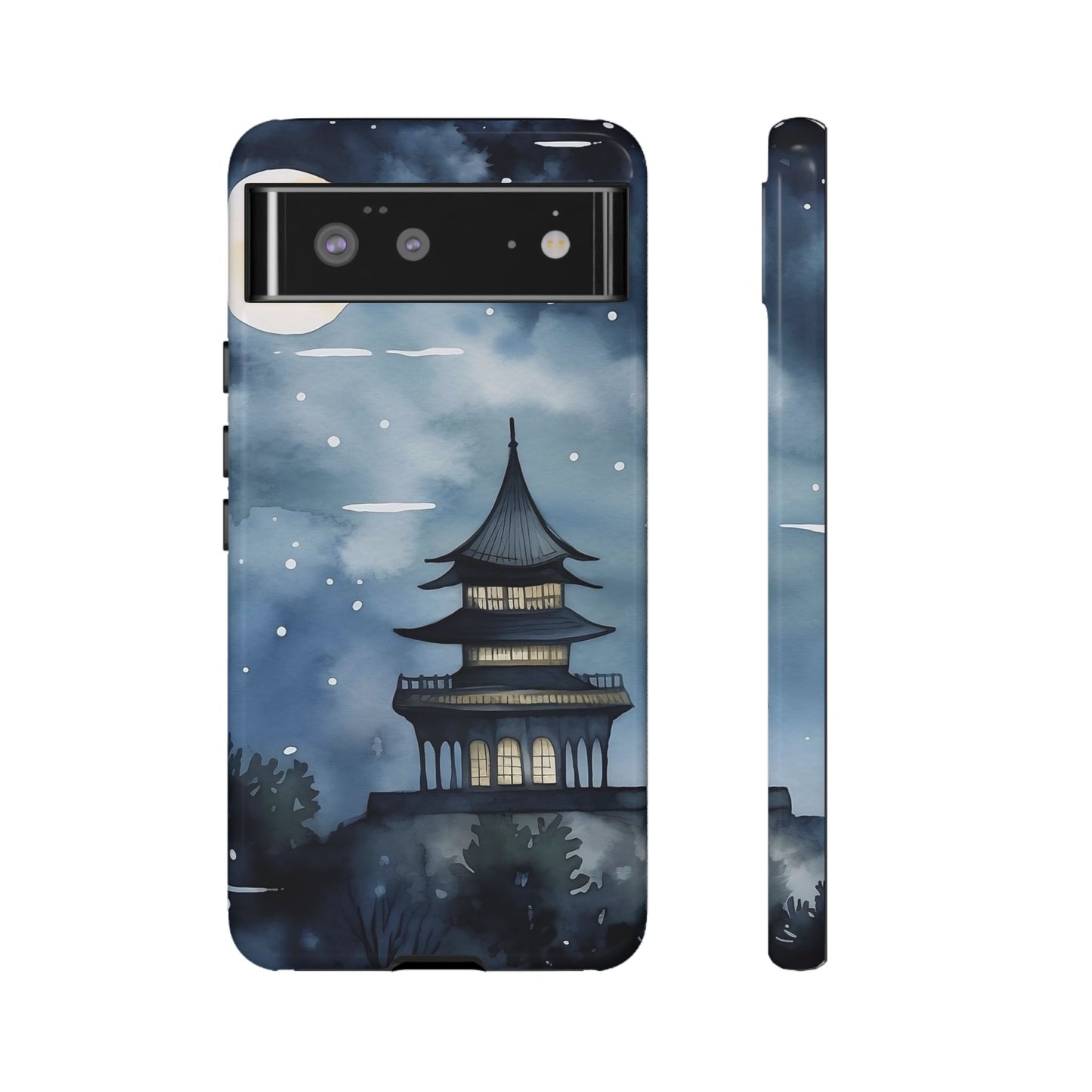 Winter Themed Phone Case, Night Sky Cell Phone Cover, Cozy Snowy Scene, Gift for Nature Lovers, Customizable Case