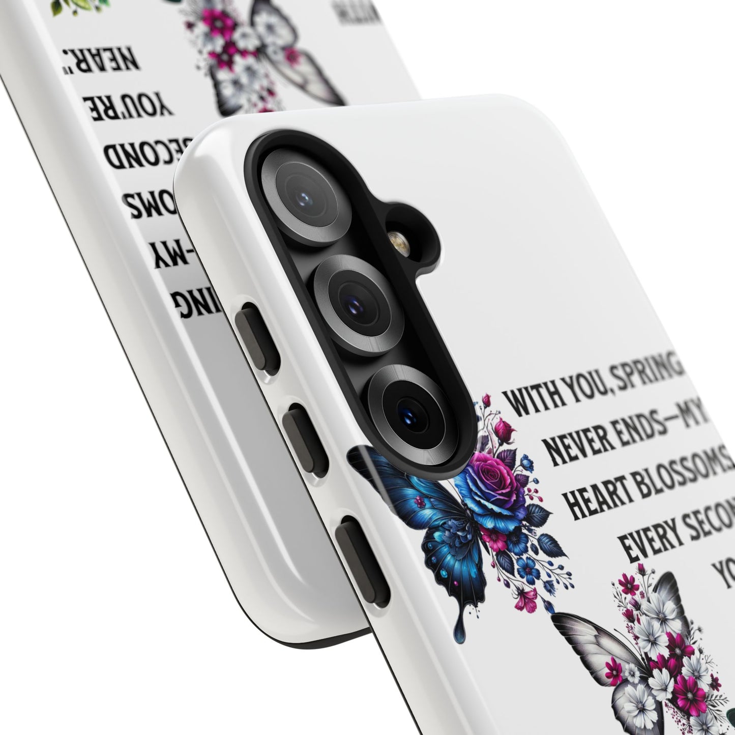 Floral Phone Case for Spring Lovers, Tough Cases, Inspirational Gift, Mother's Day Present, Floral Art Case, Butterfly Decor