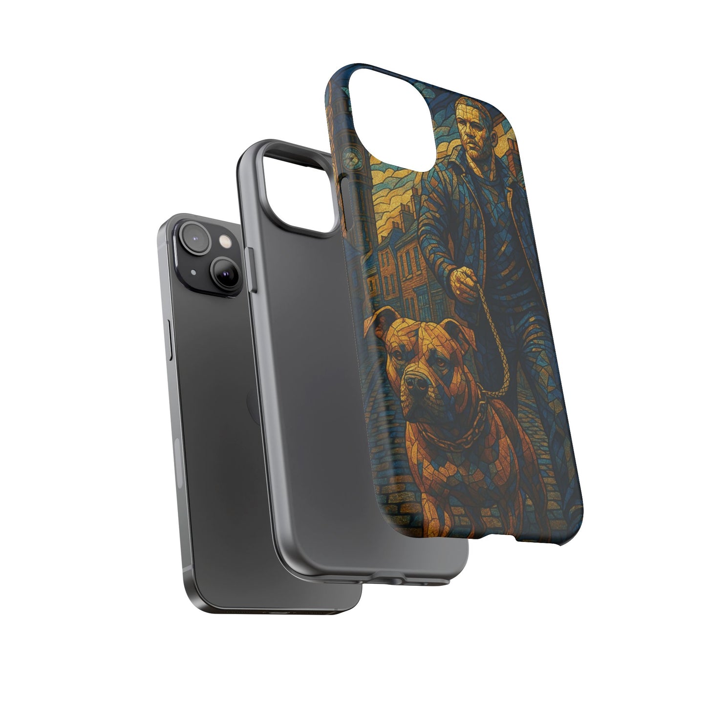 Bold Art Phone Case - Tough Cases for Dog Lovers, Unique Gift for Pet Owners, Phone Accessories for Him, Vibrant Dog Design, Stylish [...]Urban Mosaic Pitbull iPhone Case