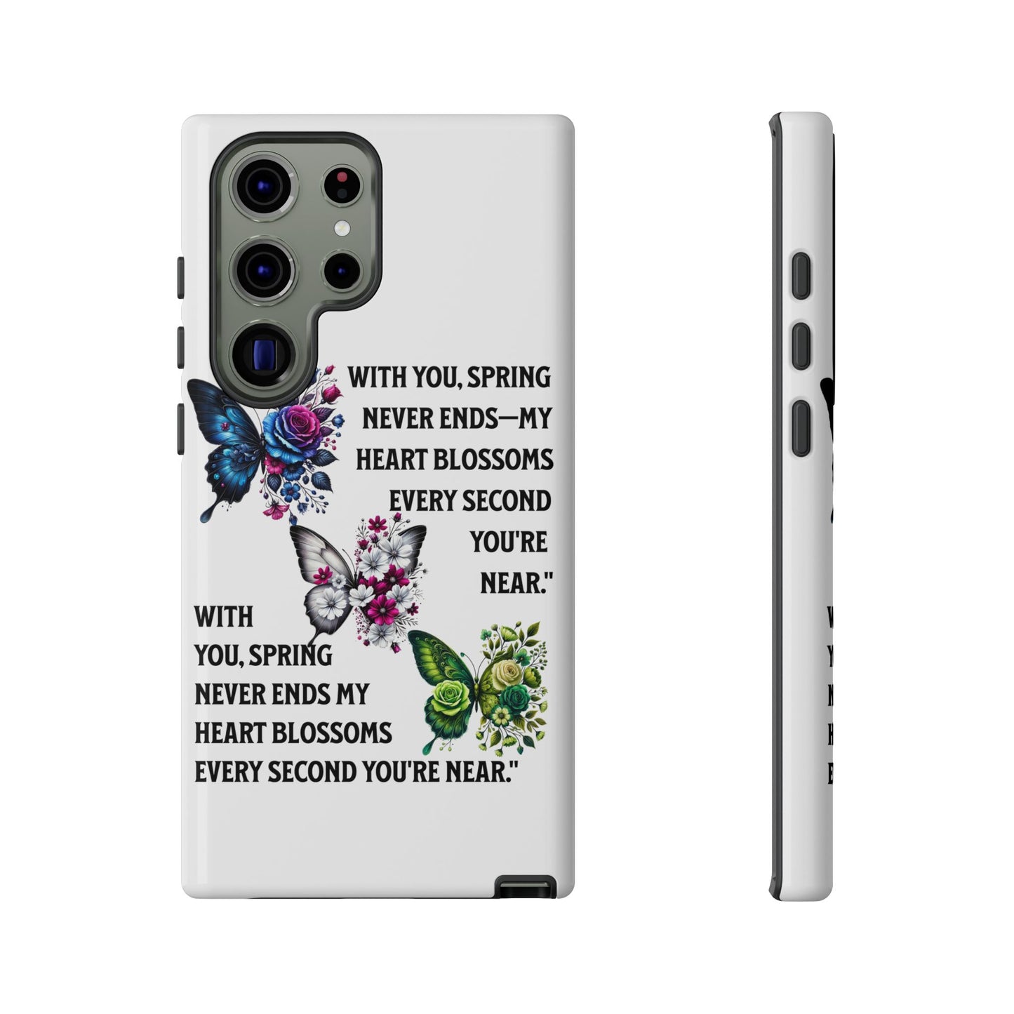 Floral Phone Case for Spring Lovers, Tough Cases, Inspirational Gift, Mother's Day Present, Floral Art Case, Butterfly Decor