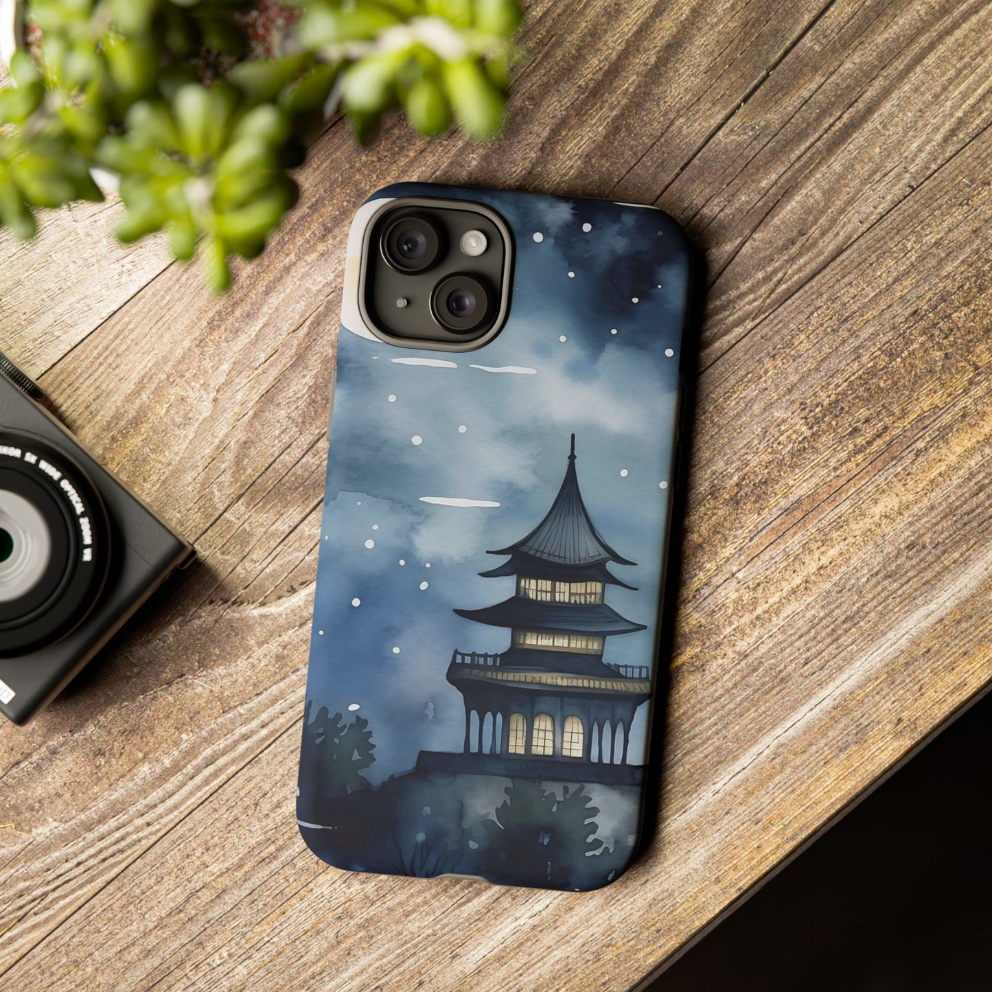Winter Themed Phone Case, Night Sky Cell Phone Cover, Cozy Snowy Scene, Gift for Nature Lovers, Customizable Case