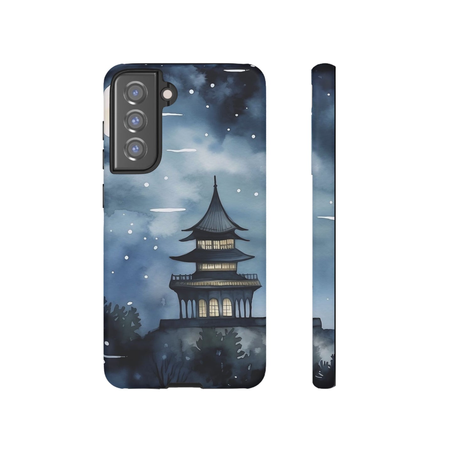 Winter Themed Phone Case, Night Sky Cell Phone Cover, Cozy Snowy Scene, Gift for Nature Lovers, Customizable Case