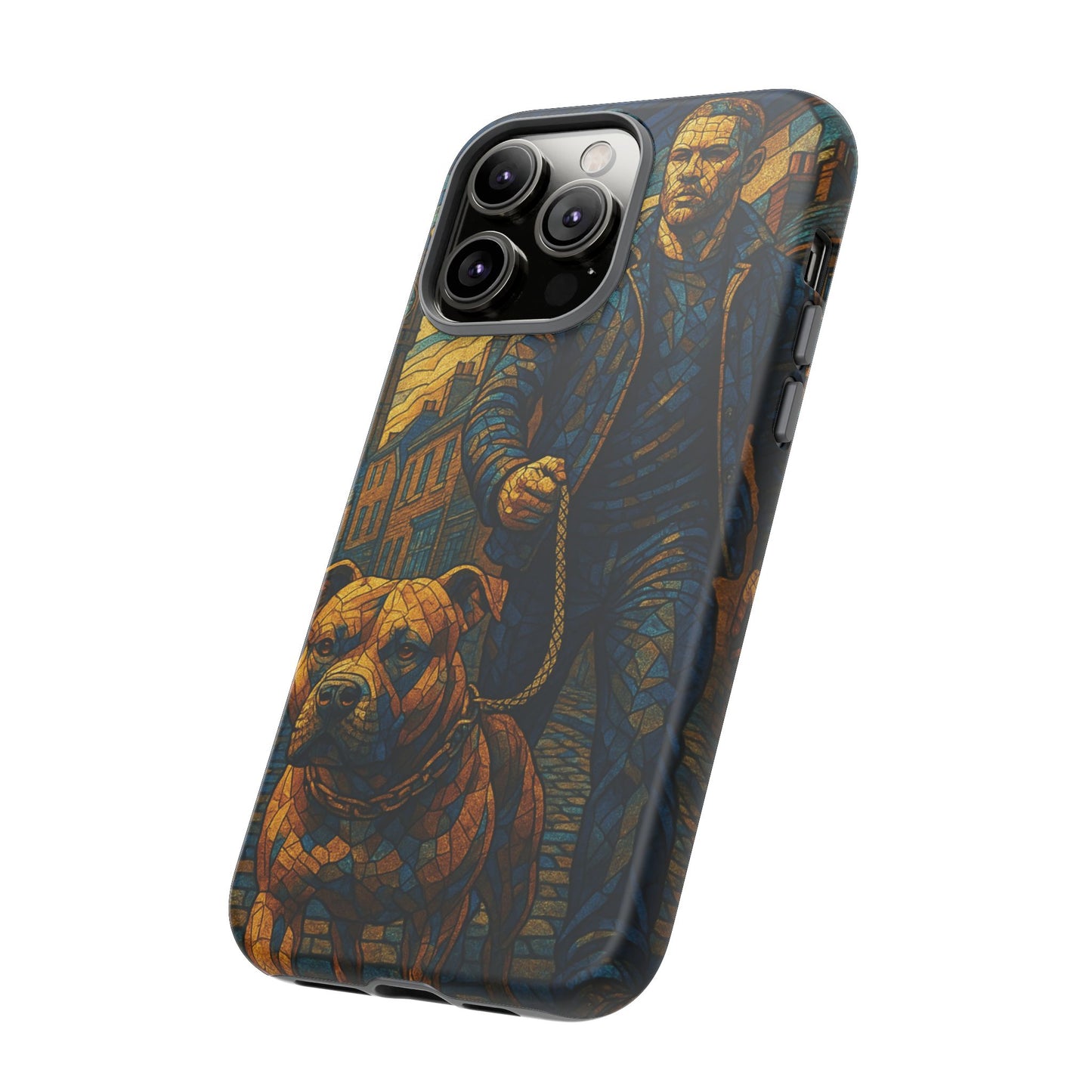 Bold Art Phone Case - Tough Cases for Dog Lovers, Unique Gift for Pet Owners, Phone Accessories for Him, Vibrant Dog Design, Stylish [...]Urban Mosaic Pitbull iPhone Case