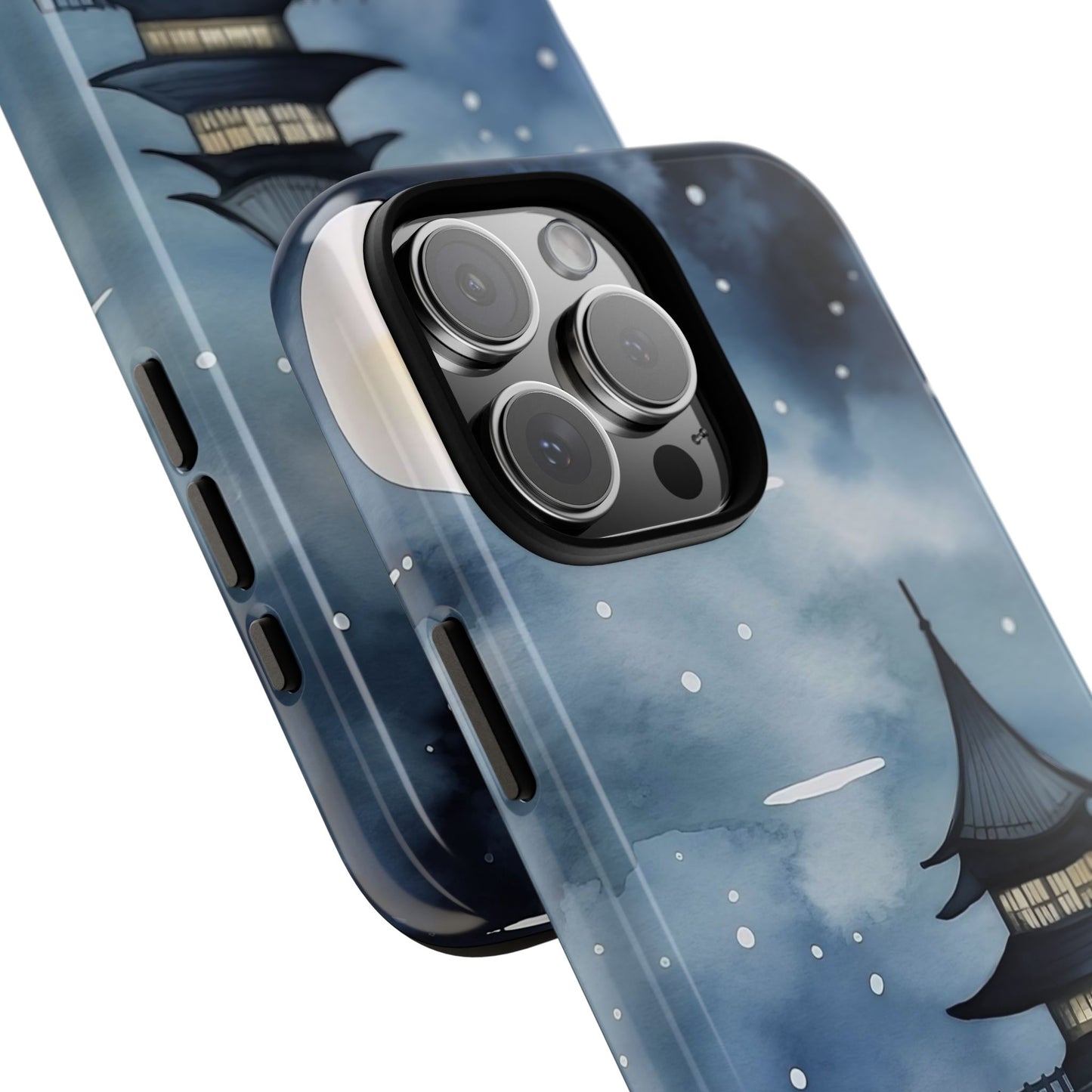 Winter Themed Phone Case, Night Sky Cell Phone Cover, Cozy Snowy Scene, Gift for Nature Lovers, Customizable Case