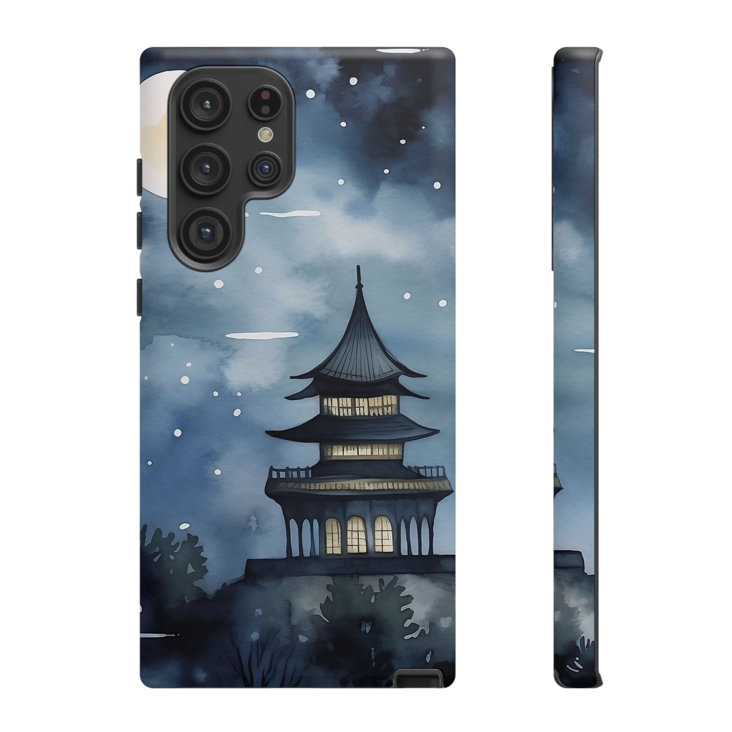 Winter Themed Phone Case, Night Sky Cell Phone Cover, Cozy Snowy Scene, Gift for Nature Lovers, Customizable Case