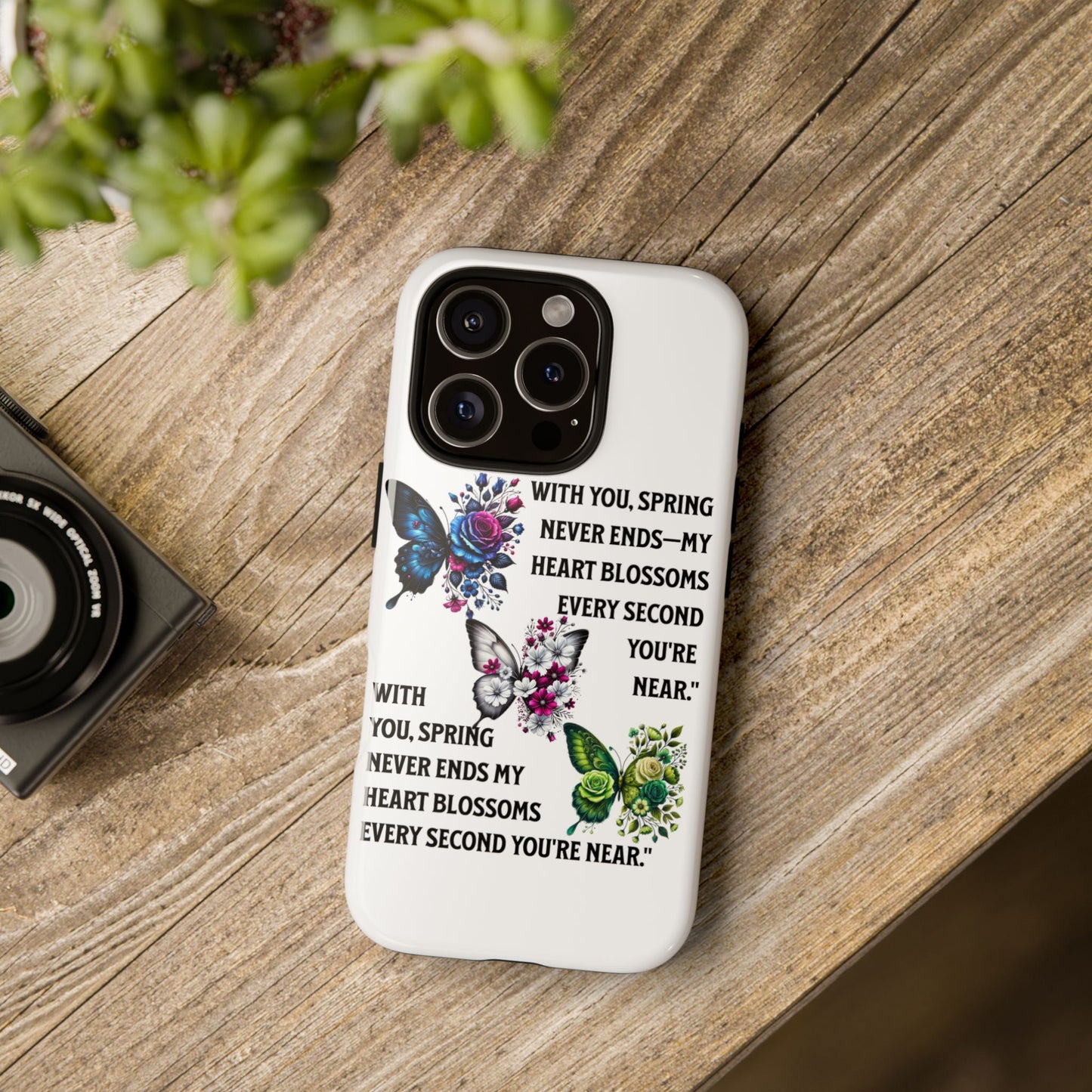 Floral Phone Case for Spring Lovers, Tough Cases, Inspirational Gift, Mother's Day Present, Floral Art Case, Butterfly Decor