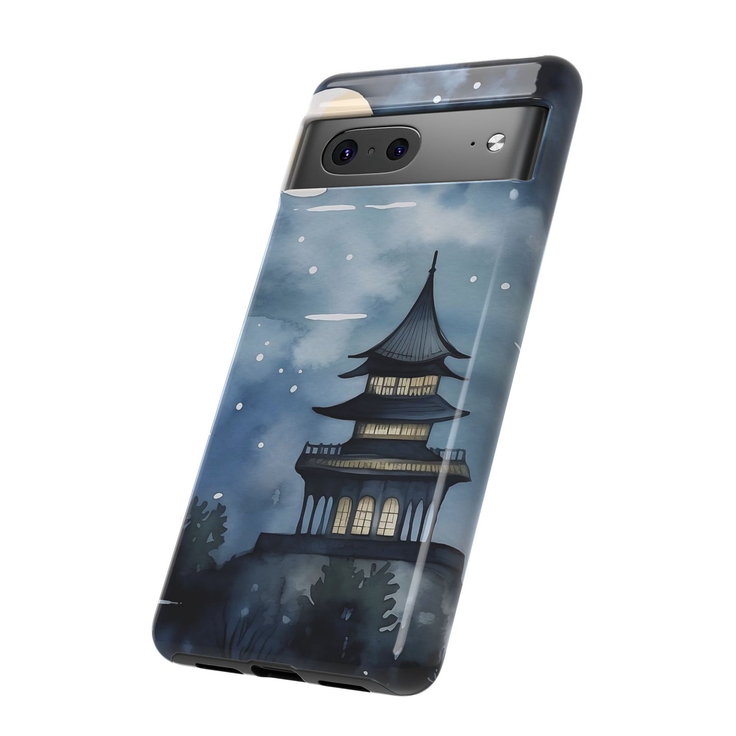 Winter Themed Phone Case, Night Sky Cell Phone Cover, Cozy Snowy Scene, Gift for Nature Lovers, Customizable Case